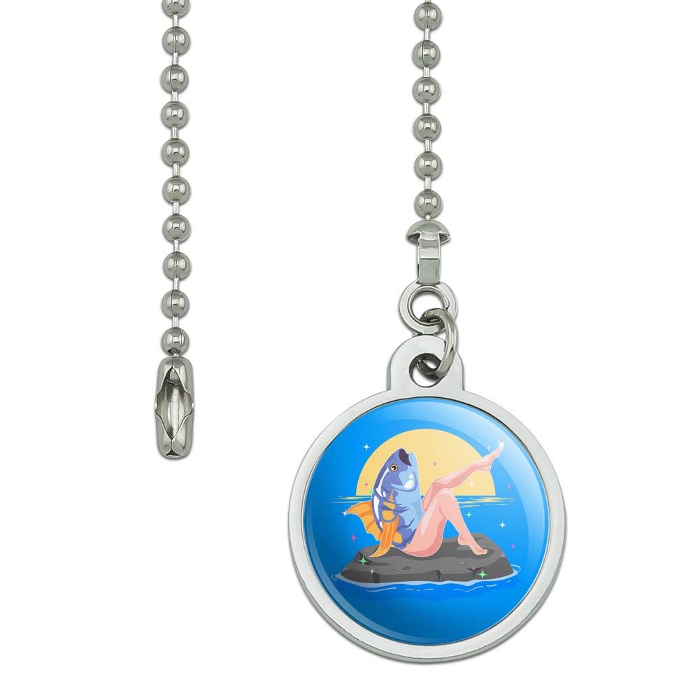 Unique Reverse Mermaid with Tuna Head Ceiling Fan Pull Chain - Novelty Home Decor for Bedroom, Living Room & Office - Fun Conversation Starter Gift