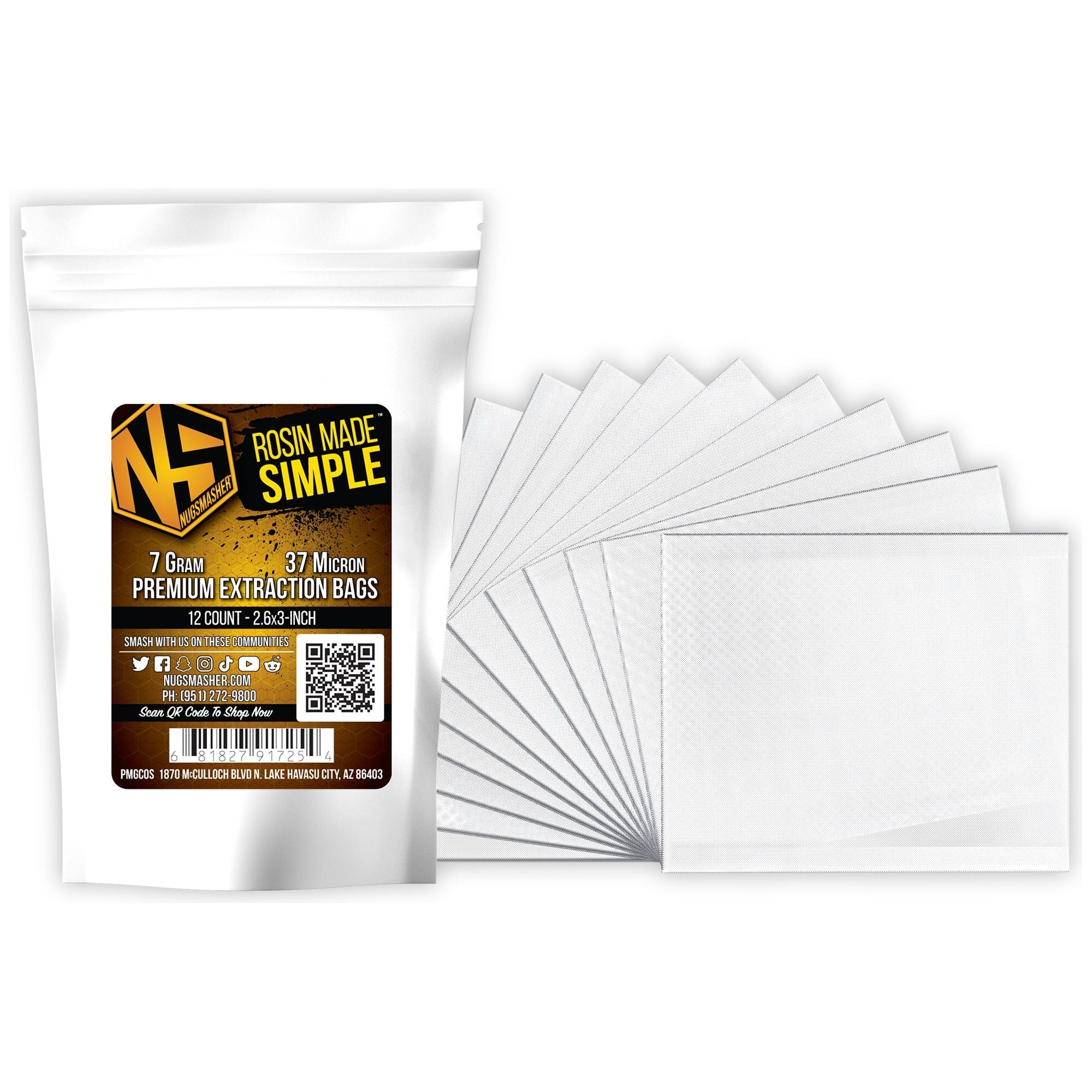Premium NugSmasher 7 Gram Rosin Filter Bags for Cannabis Extraction - Perfect for Home Pressing, DIY Rosin, and Concentrate Making