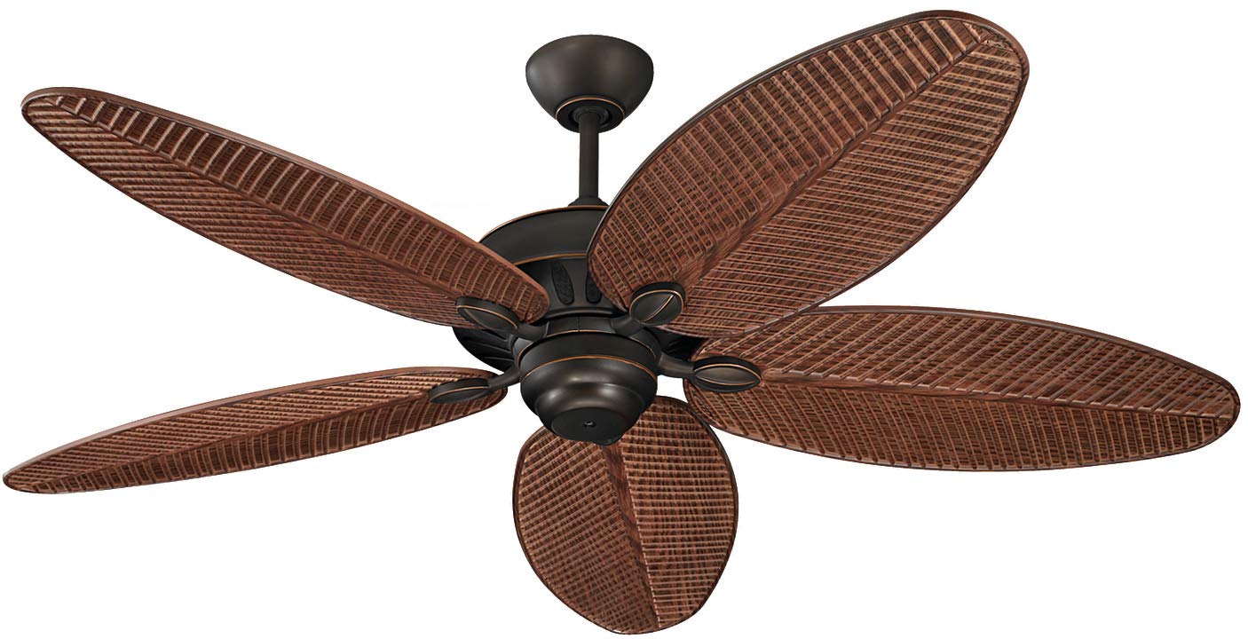 Monte Carlo 5CU52RB 52-Inch Outdoor Ceiling Fan with 5 ABS Palm Leaf Blades in Roman Bronze - Perfect for Patio, Porch, and Tropical-Themed Spaces