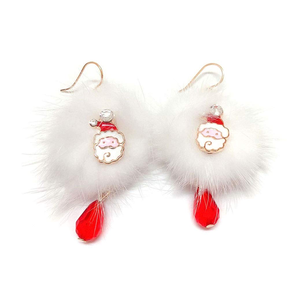 Trendy Santa Earrings for Women - Cute Wool Ball Red Crystal Christmas Jewelry Gift for Girlfriend, Wife, Daughter | Holiday Party, Christmas Decor, Festive Outfit Accessory