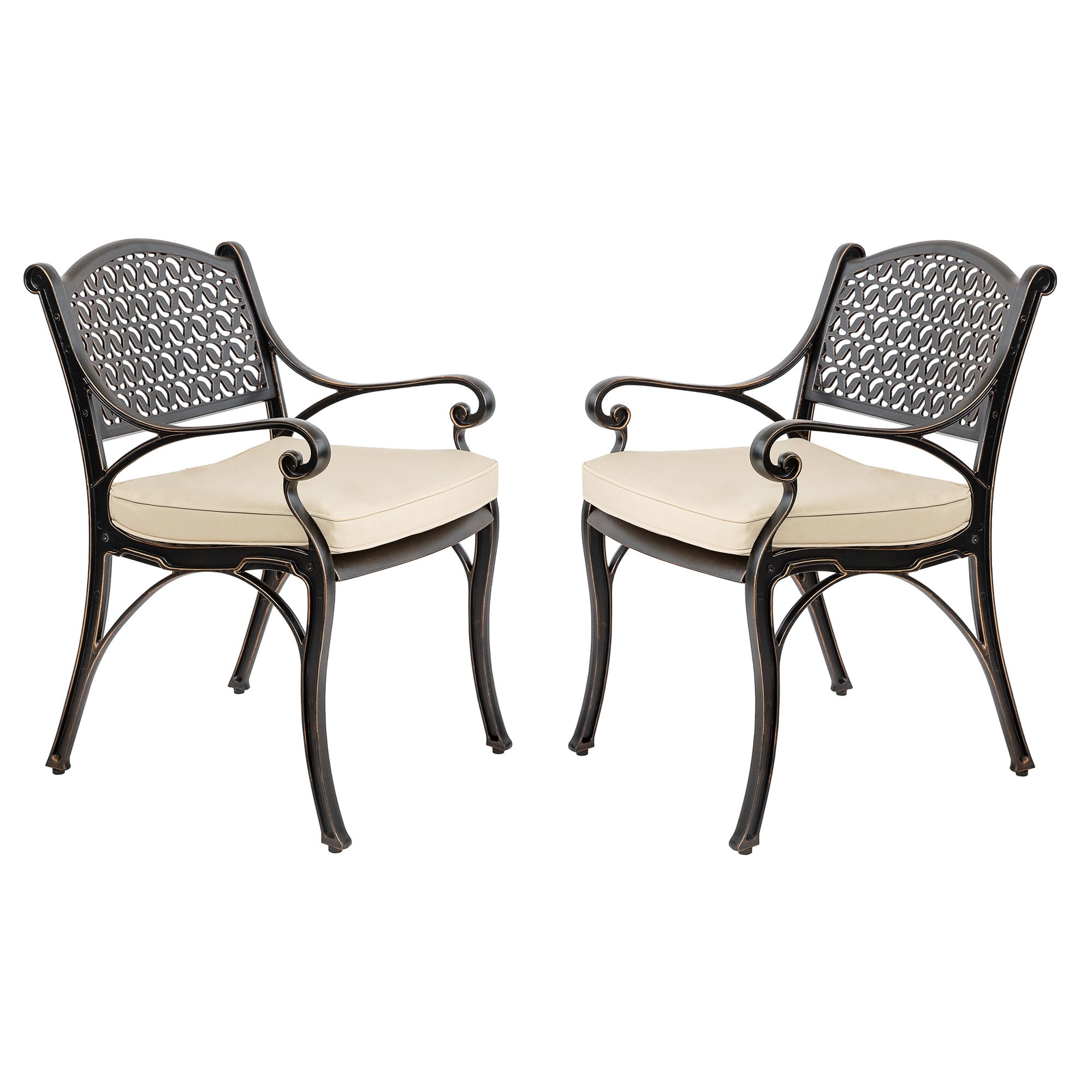 Premium 2-Piece Cast Aluminum Outdoor Patio Chairs Set with Cushions - Weather-Resistant Patio Seating for Garden, Poolside & Backyard Relaxation