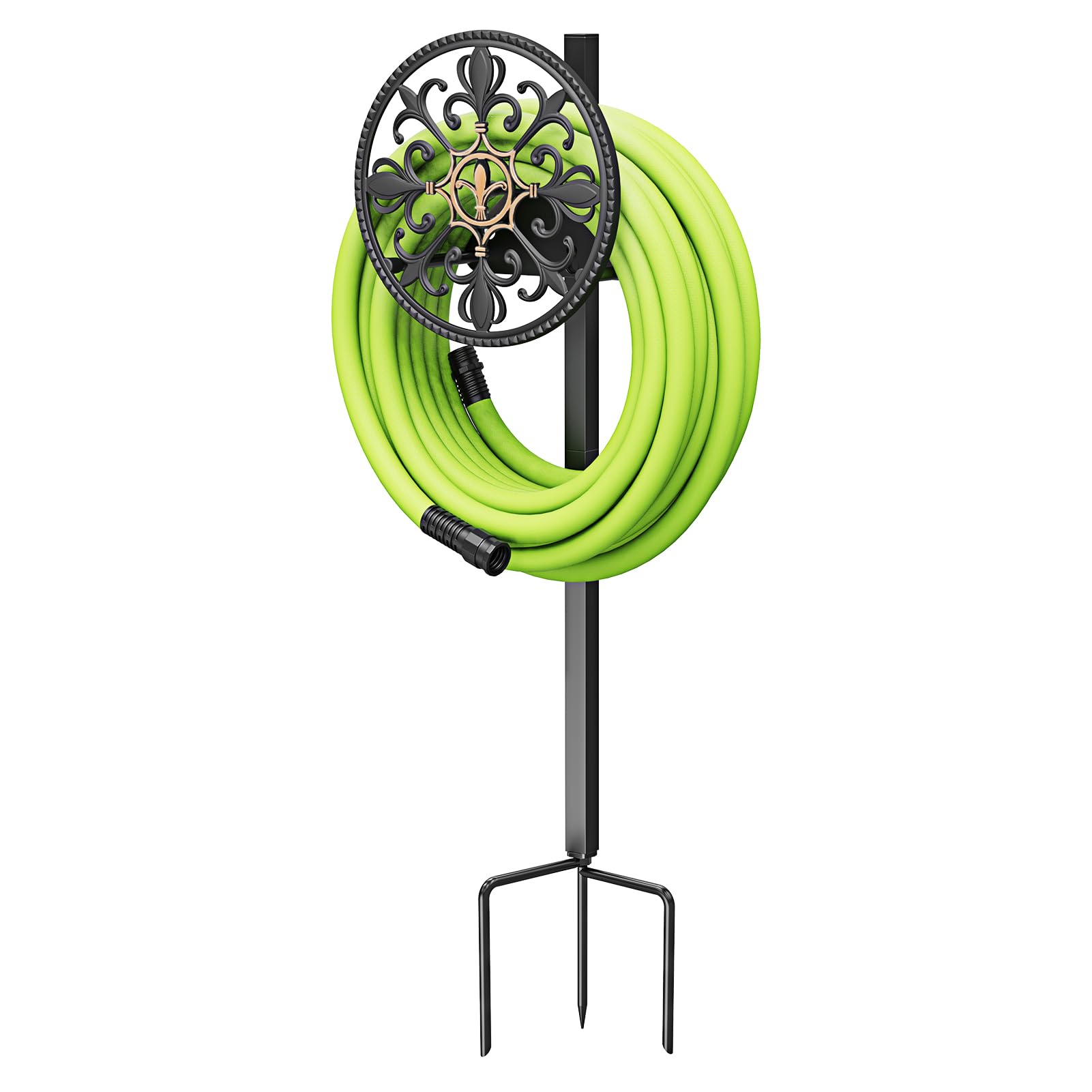 GOFORWILD Decorative Garden Hose Holder - Sturdy Wall Mount Hose Rack for 125-Feet 5/8-Inch Water Hose - Durable Cast Aluminum Hose Reel & Hanger - Perfect for Yard, Lawn, and Outdoor Watering