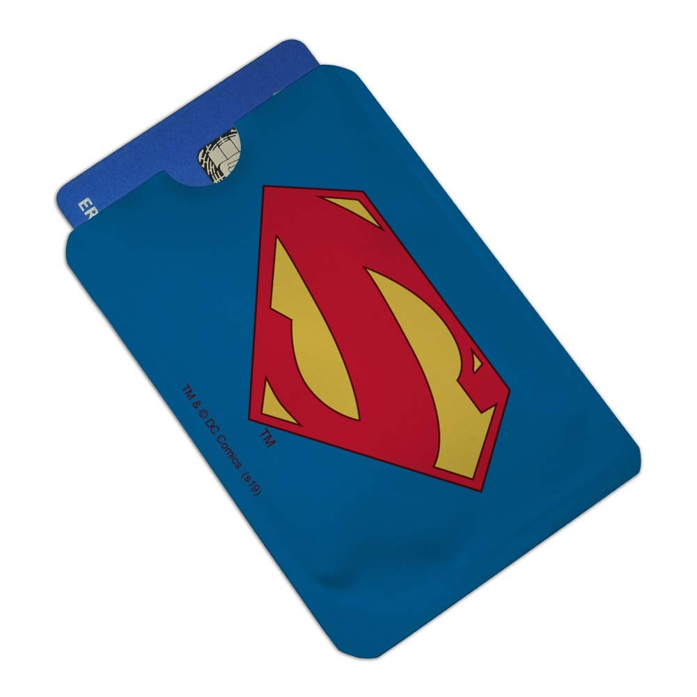 Superman New 52 Shield Logo RFID Blocking Credit Card Holder - Set of 4 Protective Wallets for Contactless Security (Perfect for Travel, Commuting & Everyday Use to Prevent Digital Theft)