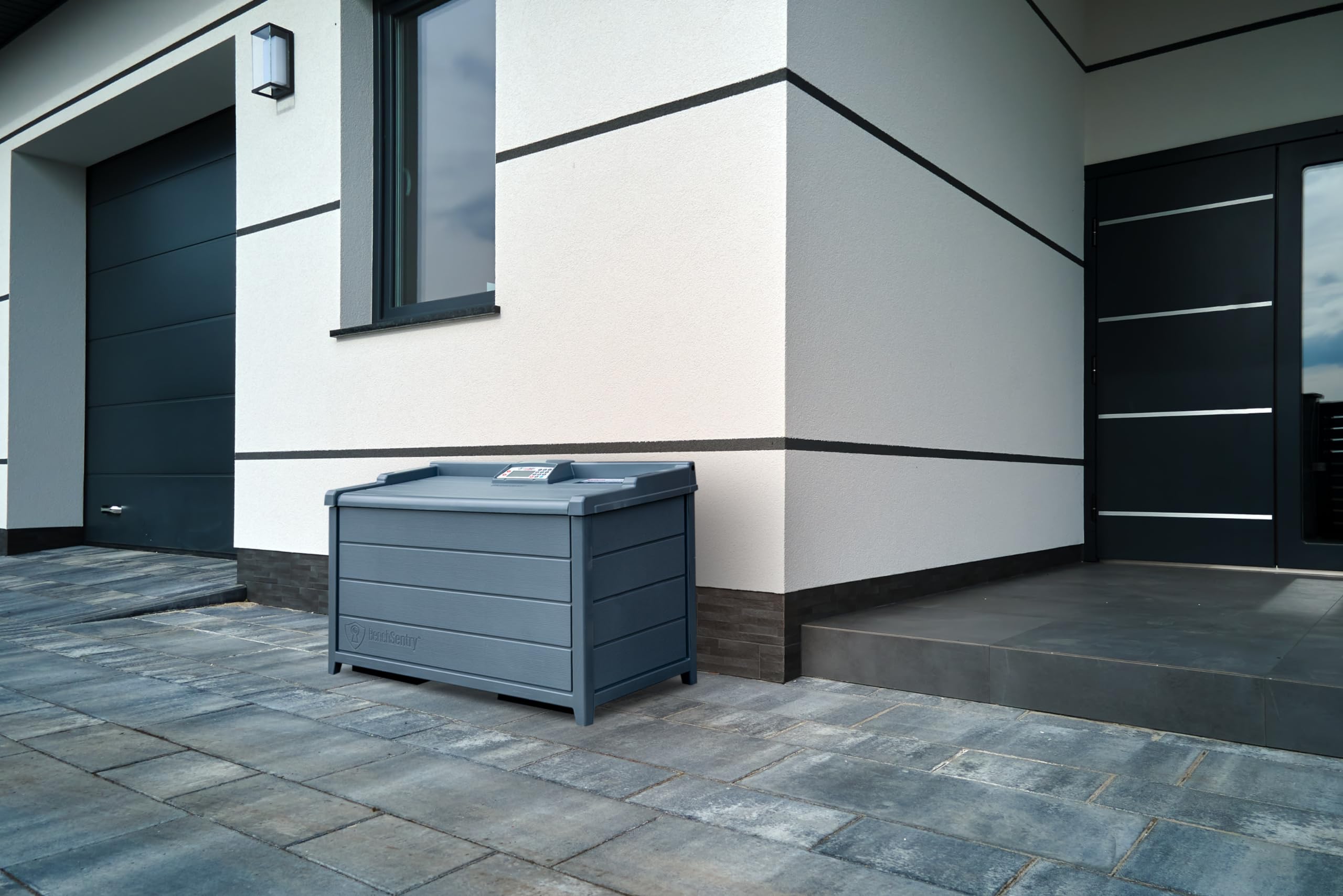 Genie Slate BenchSentry Connect Outdoor Package Delivery Box - Secure Parcel Drop Box for Porch, Yard & Front Door - Perfect for Online Shopping & Contactless Deliveries