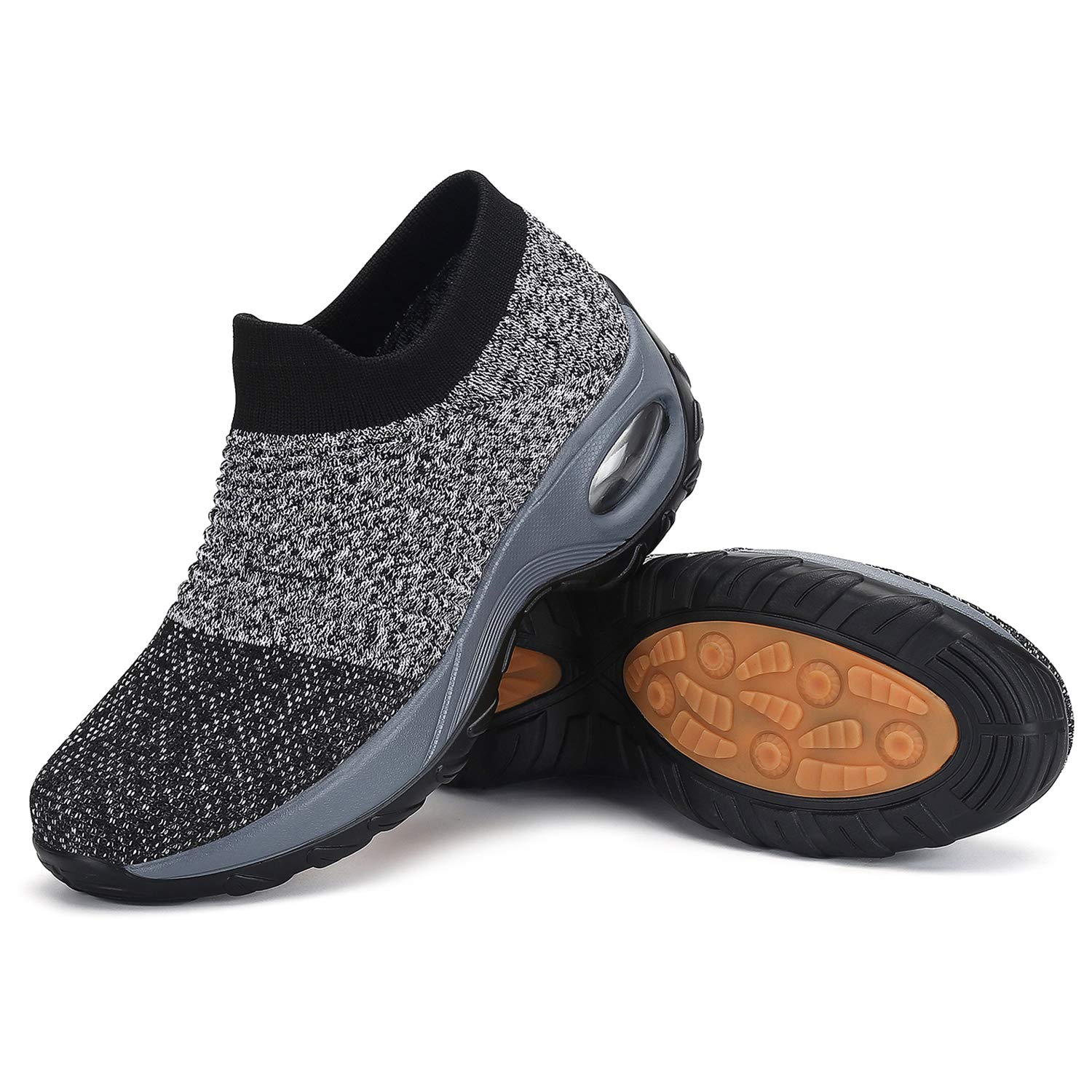 Women's Slip-On Walking Shoes - Breathable Mesh Sneakers with Air Cushion Comfort & Wedge Platform - Perfect for Casual Wear, Travel & Everyday Comfort