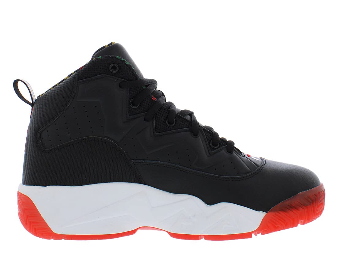 Fila Men's MB High Top Sneakers - Black/Jelly Bean/Lemon - Size 9 - Retro Basketball Shoes for Men | Streetwear Fashion & Casual Wear