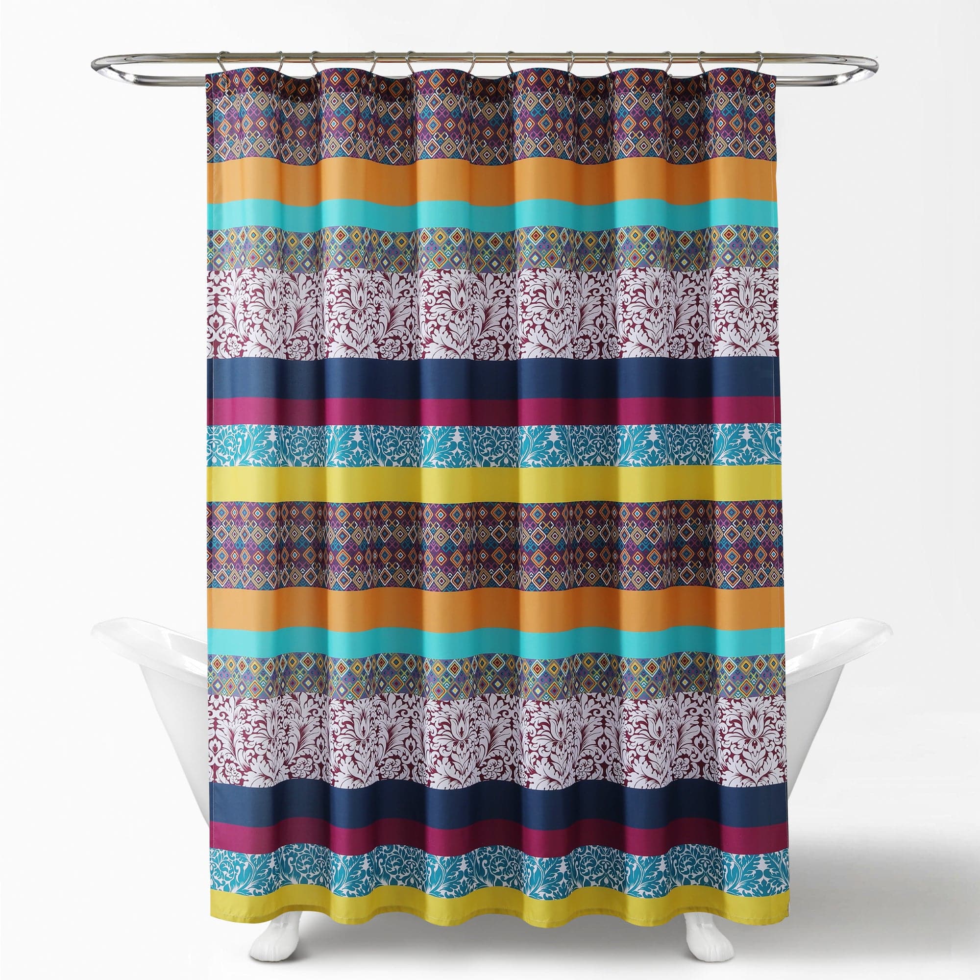 Boho Stripe Shower Curtain - Waterproof Bathroom Decor with Tassel Trim, 72x72 Inches - Perfect for Boho, Farmhouse & Coastal Style Bathrooms