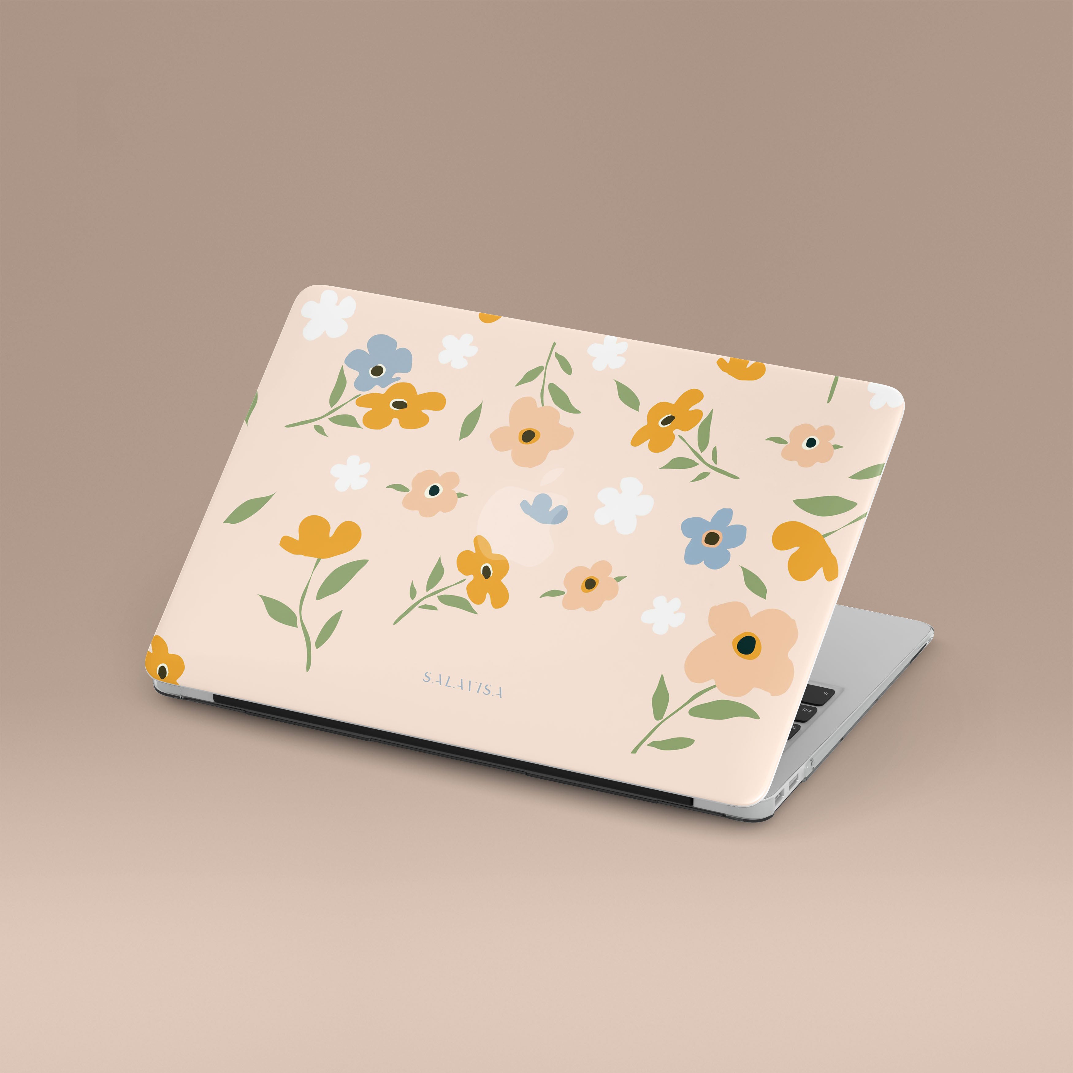 Pink Floral MacBook Case - Protective Laptop Cover for MacBook Air/Pro, Aesthetic Design for Women, Perfect for Work, School & Travel