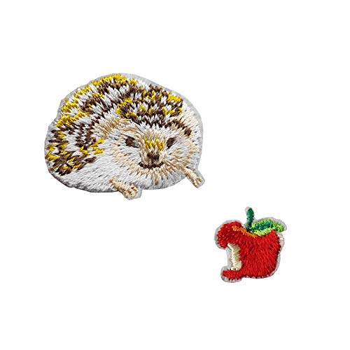 Cute Hedgehog Eating Apple Embroidered Iron-On Patch for DIY Clothing, Bags, Hats - Fun Animal Applique for Kids & Adults Craft Projects