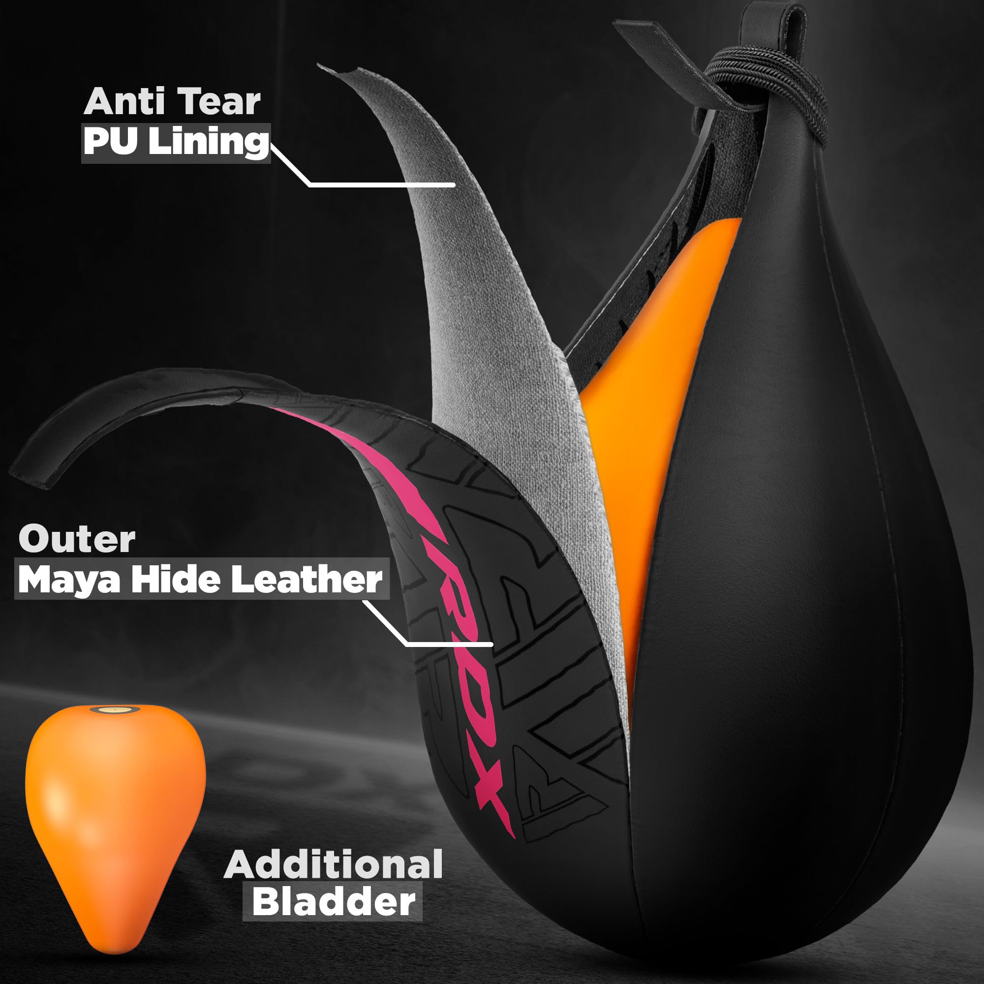 RDX Speed Bag Boxing Ball and Swivel Set - Premium Maya Hide Leather Punching Bag with Extra Bladder for MMA, Muay Thai, Boxing Training | Home Gym Equipment for Cardio & Martial Arts Workout | Perfect for Boxing Drills, Fitness Routines & Combat Sports Practice