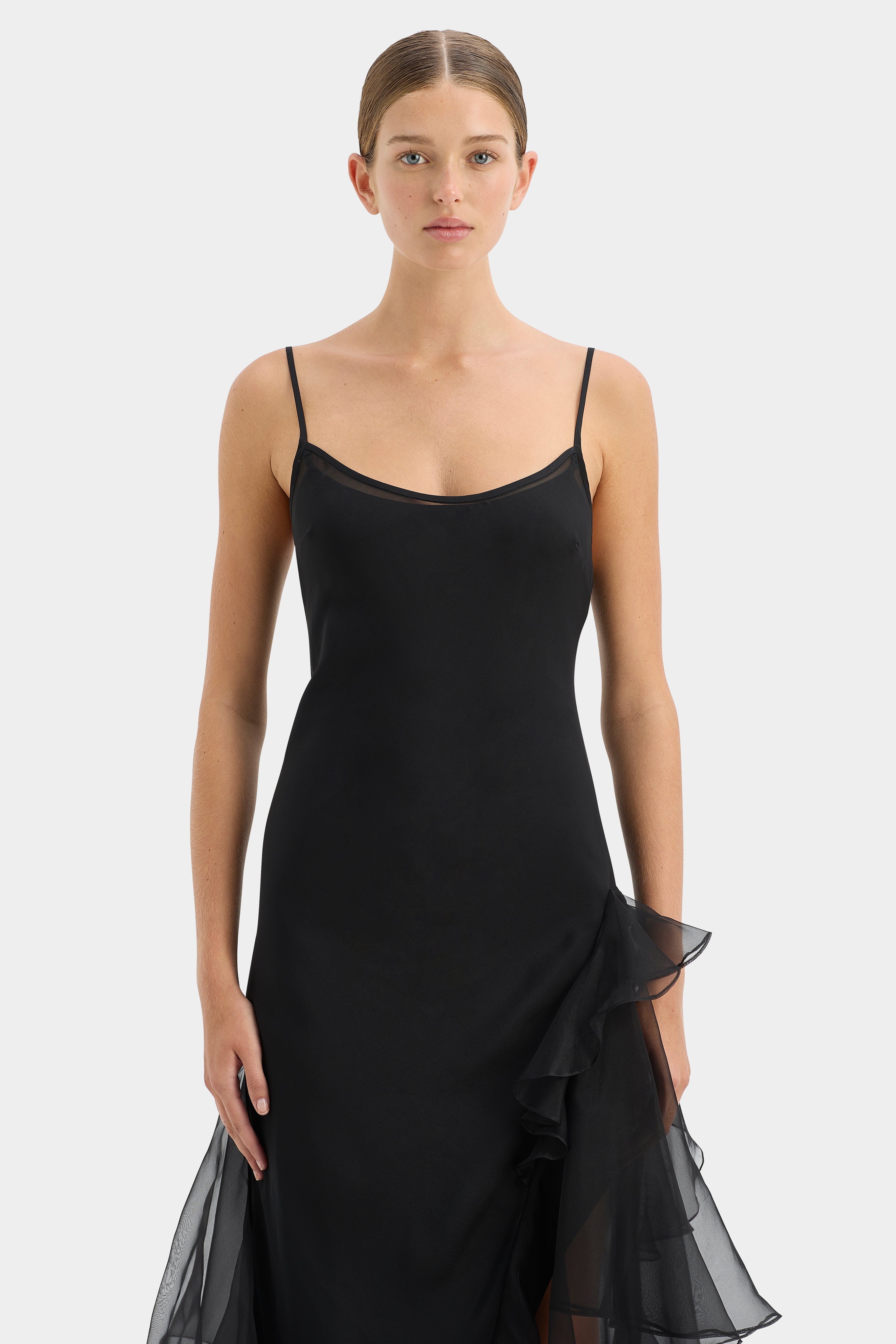 Elegant Sage Green Flounce Gown for Women - Perfect for Weddings, Parties & Special Occasions