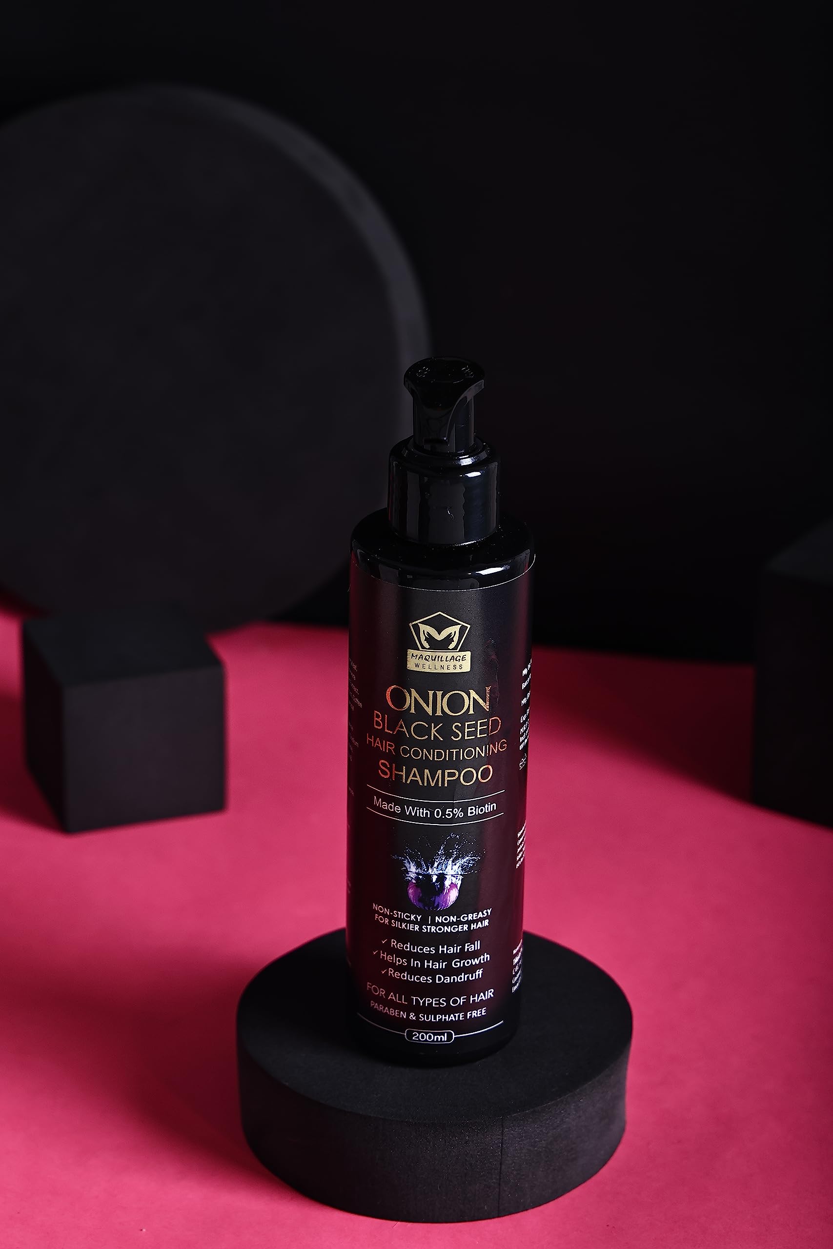 Onion Black Seed Hair Growth Shampoo - Biotin Enriched for Anti Hair Fall & Stronger Hair | Sulfate & Paraben Free 200ml | Promotes Thicker, Silkier Hair for Daily Use & Scalp Care