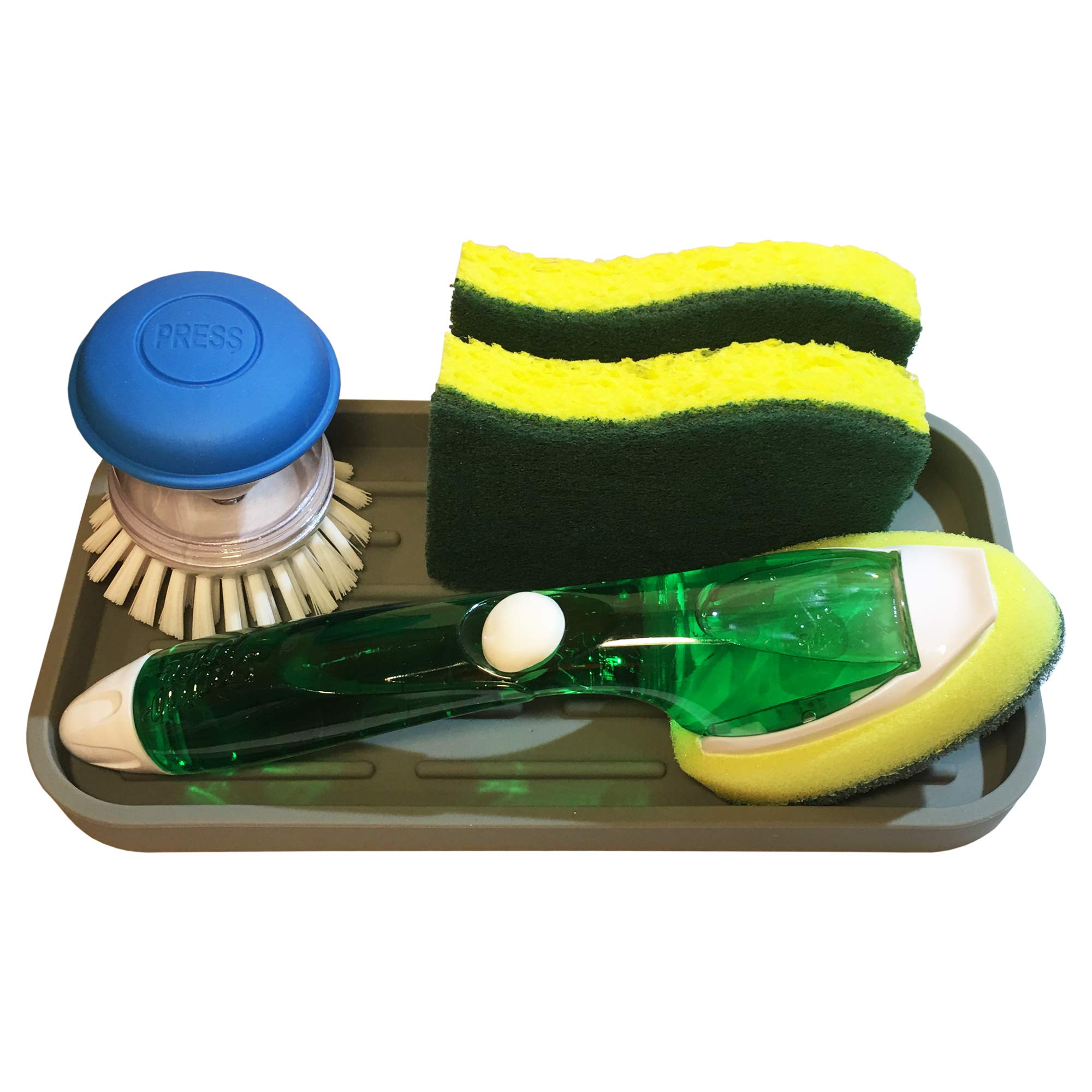 2-Pack Sponge Holder Tray - Durable Kitchen & Bathroom Sink Organizer for Sponges, Soap Dispensers & Toothpaste - Fits Scotch-Brite, Meyers & Colgate - Perfect for Countertop Organization & Small Space Storage