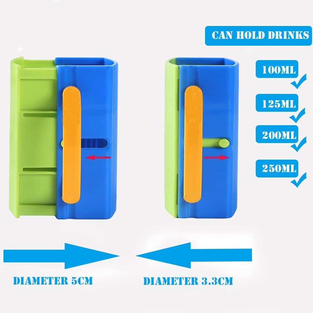 **No Squeeze Adjustable Juice Box Holder - LIUHUIZEYU Folding Milk Bag & Telescopic Cup Holder for Kids, No Spill (Blue) - Perfect for School Lunches, Picnics & Travel**