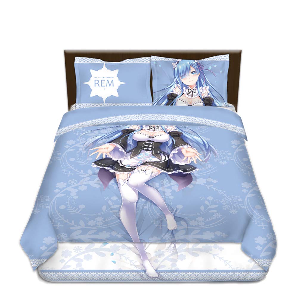 KOSEART Re:Zero Japanese Anime Bedding Set - Duvet Cover & Pillow Covers (150x200cm) for Anime Fans | Perfect for Cosplay, Themed Bedrooms & Anime Lovers