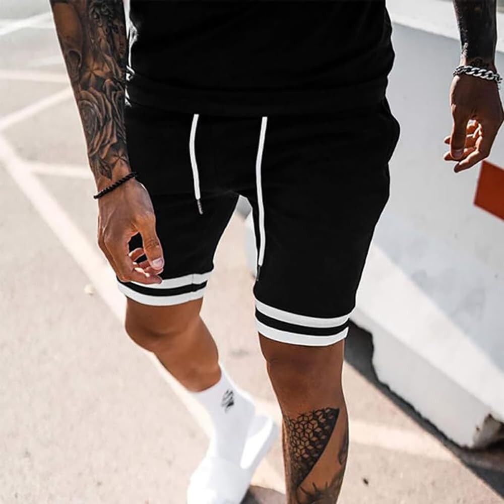 Men's 2-Piece Short Sets - Summer Short Sleeve Tracksuit Outfit with Pockets | Casual Lounge Wear & Athletic Comfort for Home, Gym, and Outdoor Activities