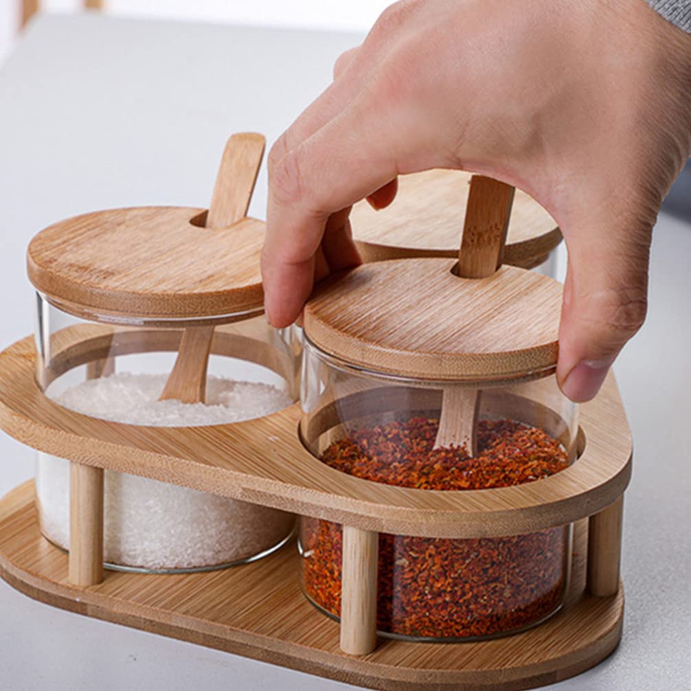 Hemoton 12-Piece Glass Spice Jar Set with Wooden Lids - Airtight Kitchen Seasoning Containers for Salt, Pepper, Herbs & Spices - Perfect for Pantry Organization, Cooking, Baking & Home Decor
