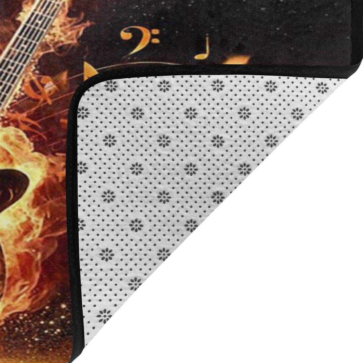 Golden Guitar Print Non-Slip Area Rug - 6'x4' Soft Comfort Floor Mat for Living Room, Bedroom & Study - Perfect for Home Decor, Music Lovers & High Traffic Areas
