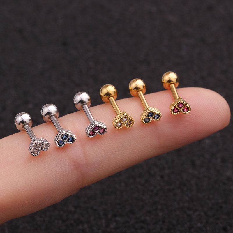 16G Tiny Cartilage Heart Stud Earrings - Helix & Lobe Piercing Jewelry for Women | Hypoallergenic Stainless Steel | Perfect for Everyday Wear & Special Occasions