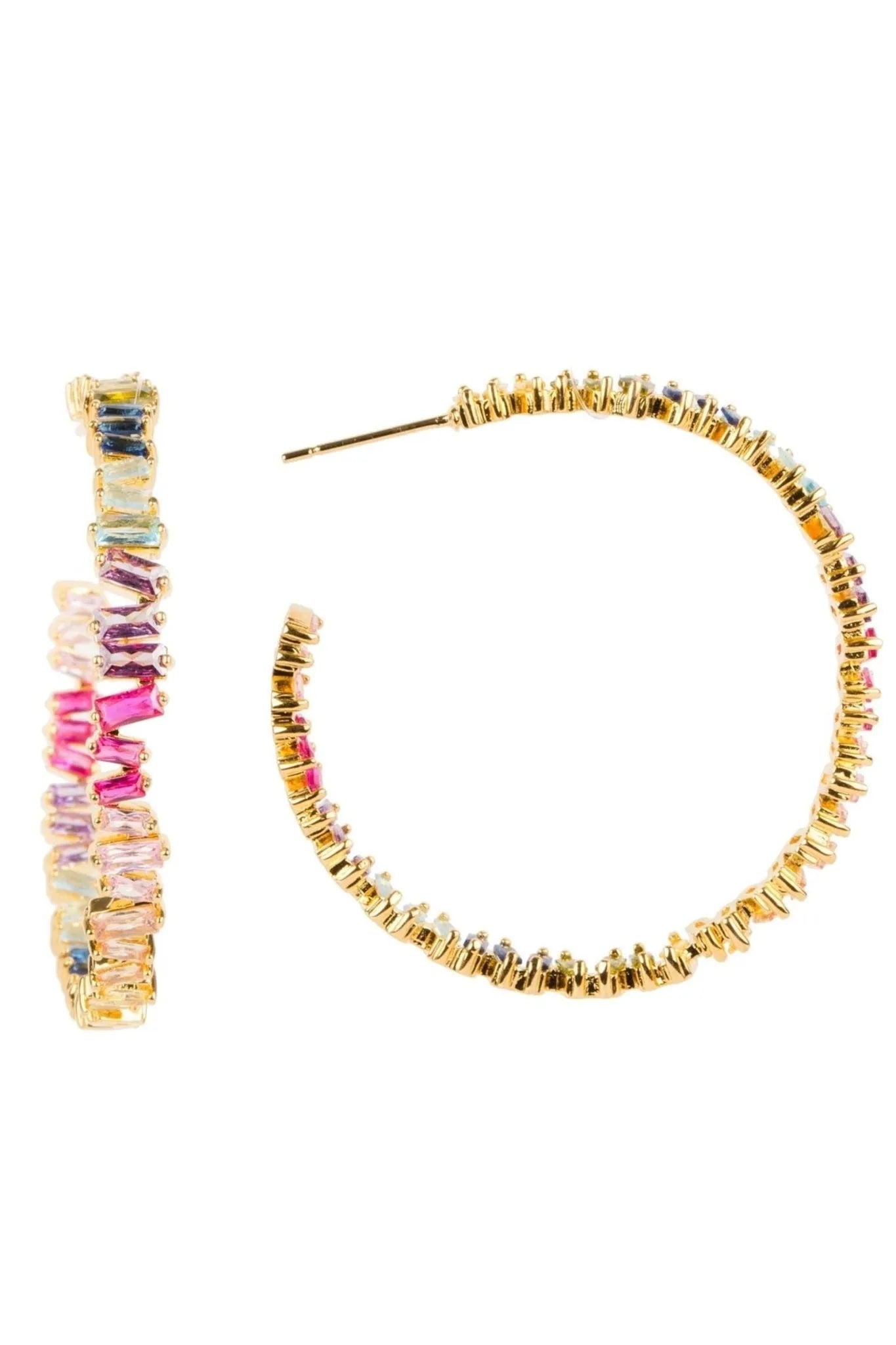 Stylish Multicolor Crystal Hoop Earrings for Women - Trendy Fashion Jewelry for Party, Wedding & Everyday Wear