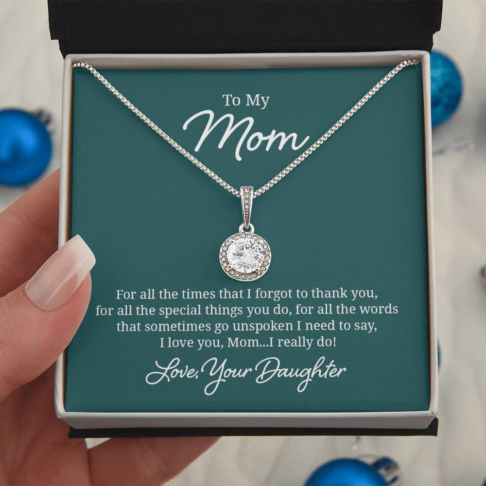 Elegant Jewelry Gift for Mom - Heart Pendant Necklace from Daughter | Perfect for Mother's Day, Birthday & Anniversary Gifts