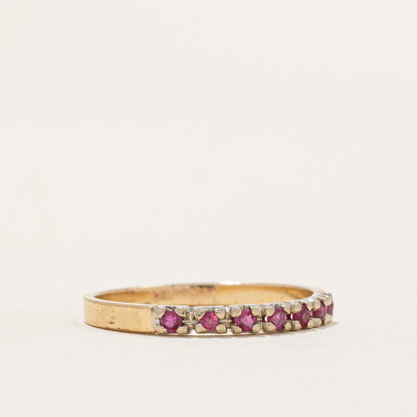 Semi Eternity Ruby Ring | 0.07ctw Genuine Ruby | Size 6.5 | Elegant Wedding Band, Anniversary Gift for Her, Valentine's Day Jewelry