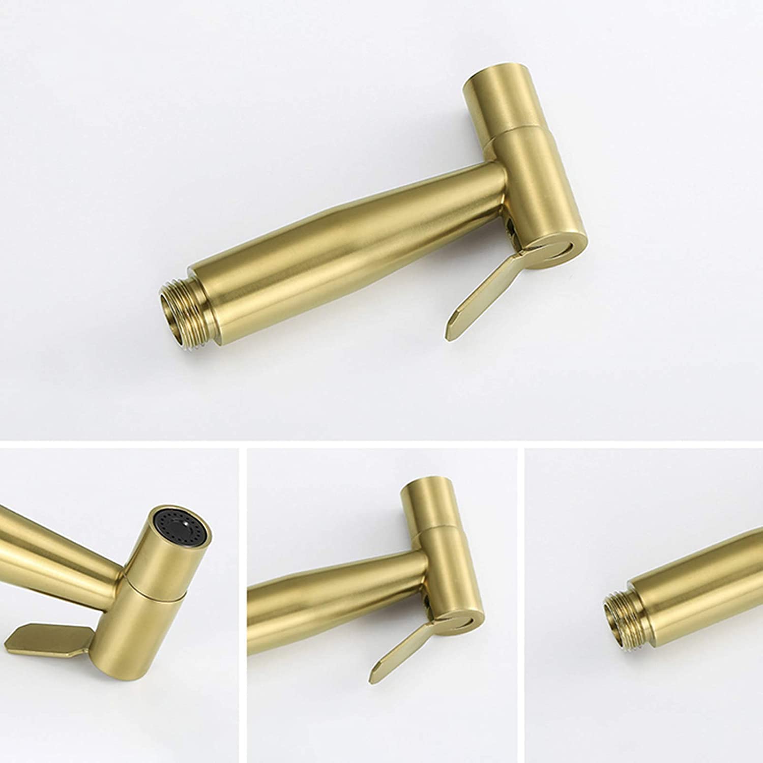 Premium Brass Handheld Toilet Sprayer Kit - Cold Water Wall Mounted Diaper Sprayer with Stainless Steel Hose & Angle Valve (Brushed Gold Finish) - Perfect for Cloth Diaper Cleaning, Baby Care & Bathroom Hygiene