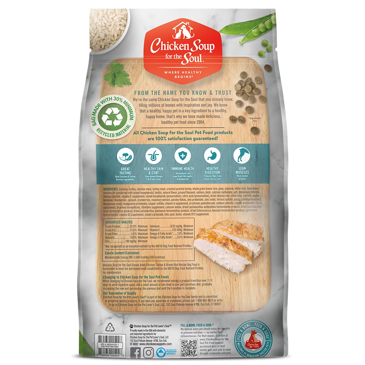 Chicken Soup for the Soul Classic Dry Adult Dog Food - Chicken, Turkey & Brown Rice Recipe (4.5 lb) | Soy Free, Corn Free, Wheat Free | Made with Real Ingredients | Perfect for Daily Meals & Training Treats