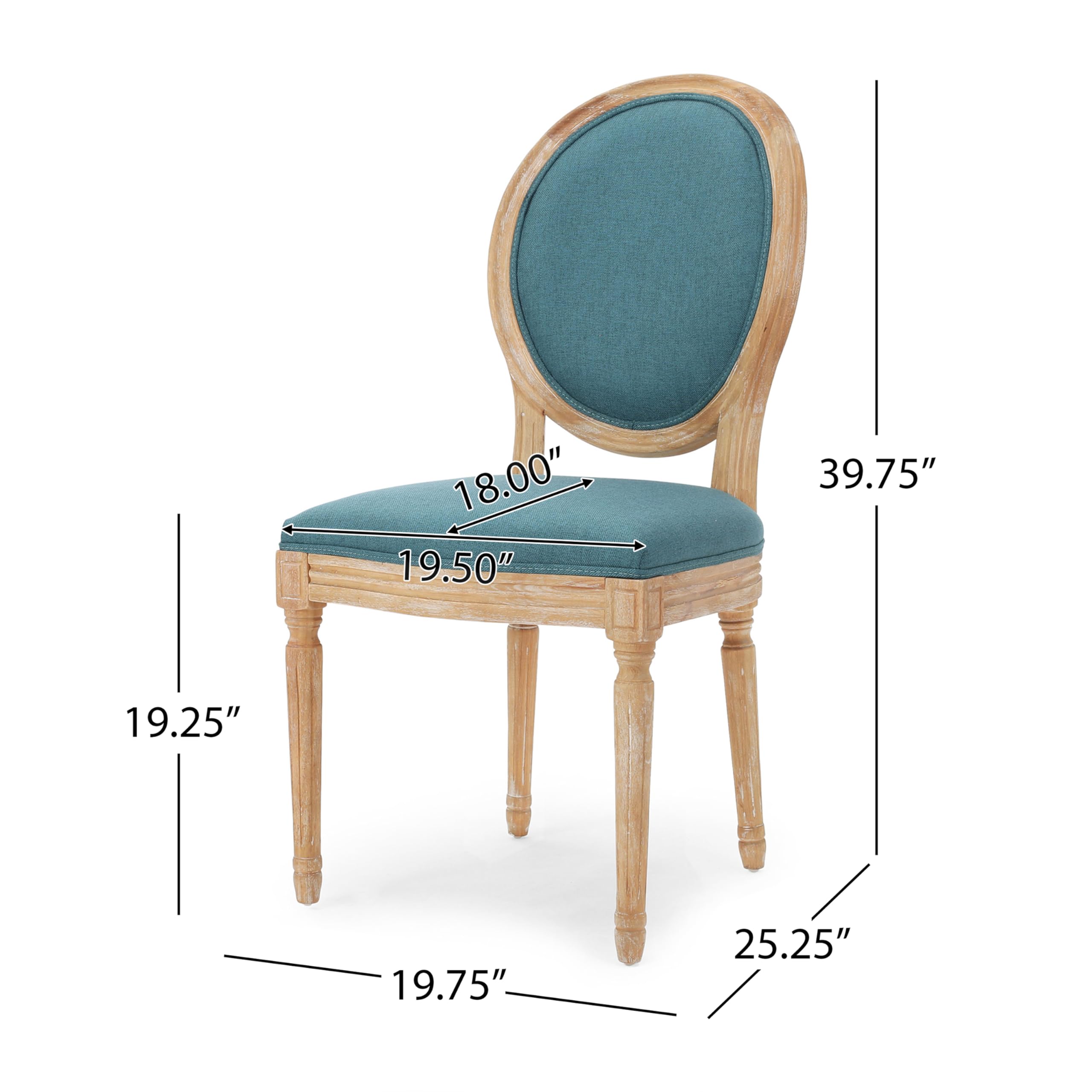 Christopher Knight Home Phinnaeus Fabric Dining Chairs, 2-Piece Set, Dark Teal - Modern Upholstered Side Chairs for Kitchen, Dining Room, or Breakfast Nook