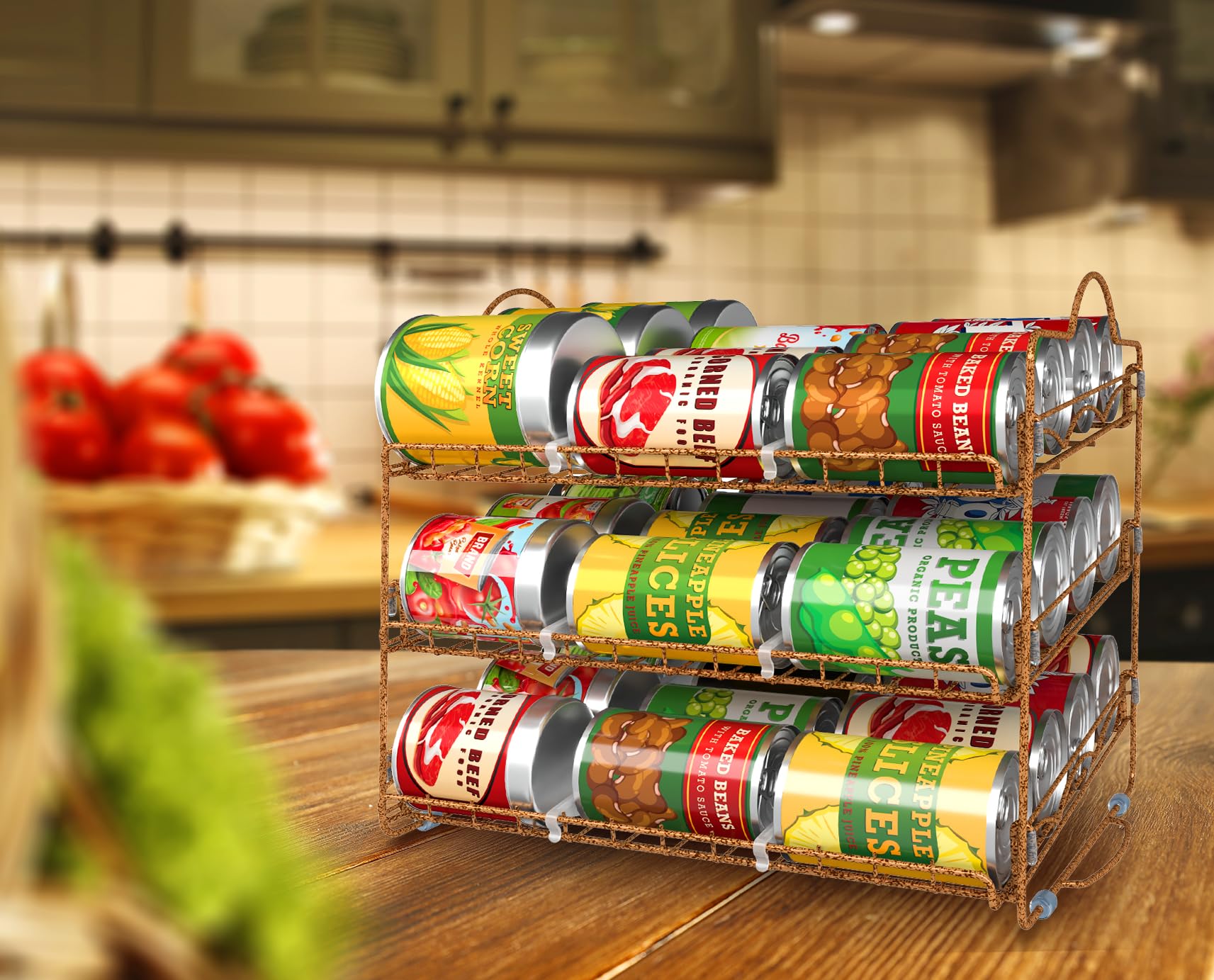 Utopia Kitchen Stackable Can Organizer for Pantry & Cabinet Storage - Holds 36 Cans, Space Saving Shelf Organizer in Antique Gold - Perfect for Kitchen Organization & Food Storage Solutions