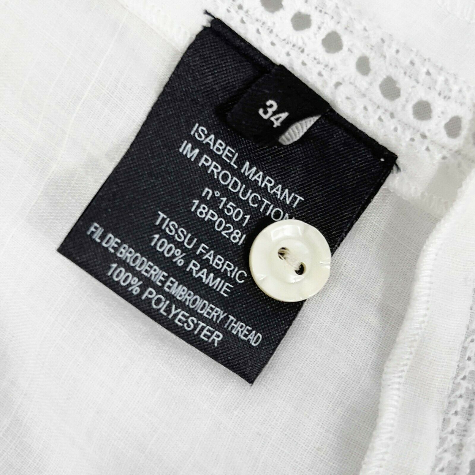 Isabel Marant 18 Nust White High Neck Sleeveless Embroidered Blouse - Women's XS (US Size 34) - Perfect for Summer Parties & Formal Occasions