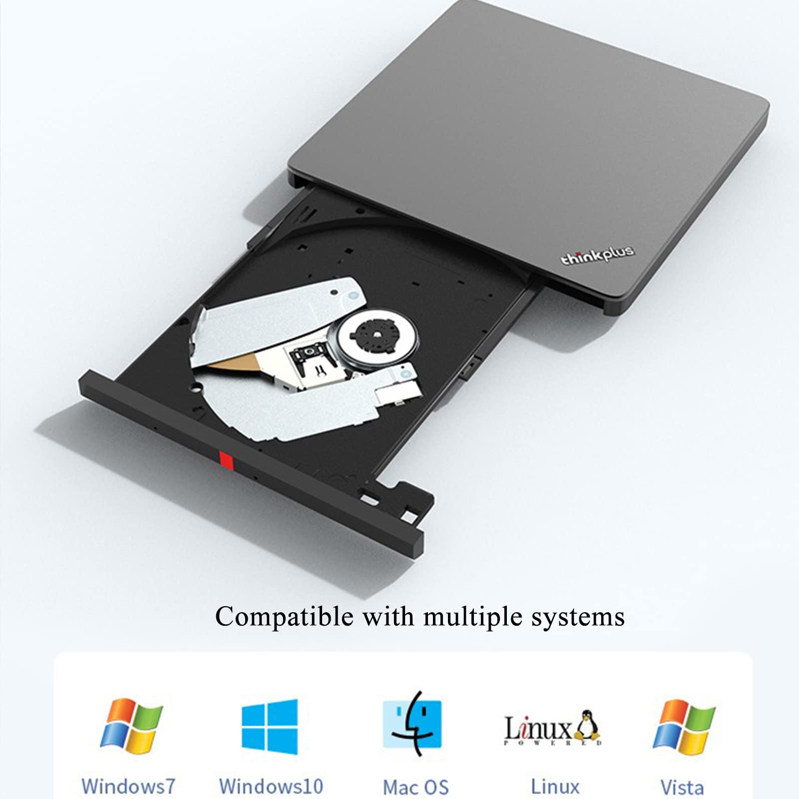 Ultra-Thin USB C External DVD-RW Drive - Plug & Play USB-C DVD Burner for Laptop, PC, Mac - Portable CD/DVD Player for Movies, Music, Data Backup & Installation