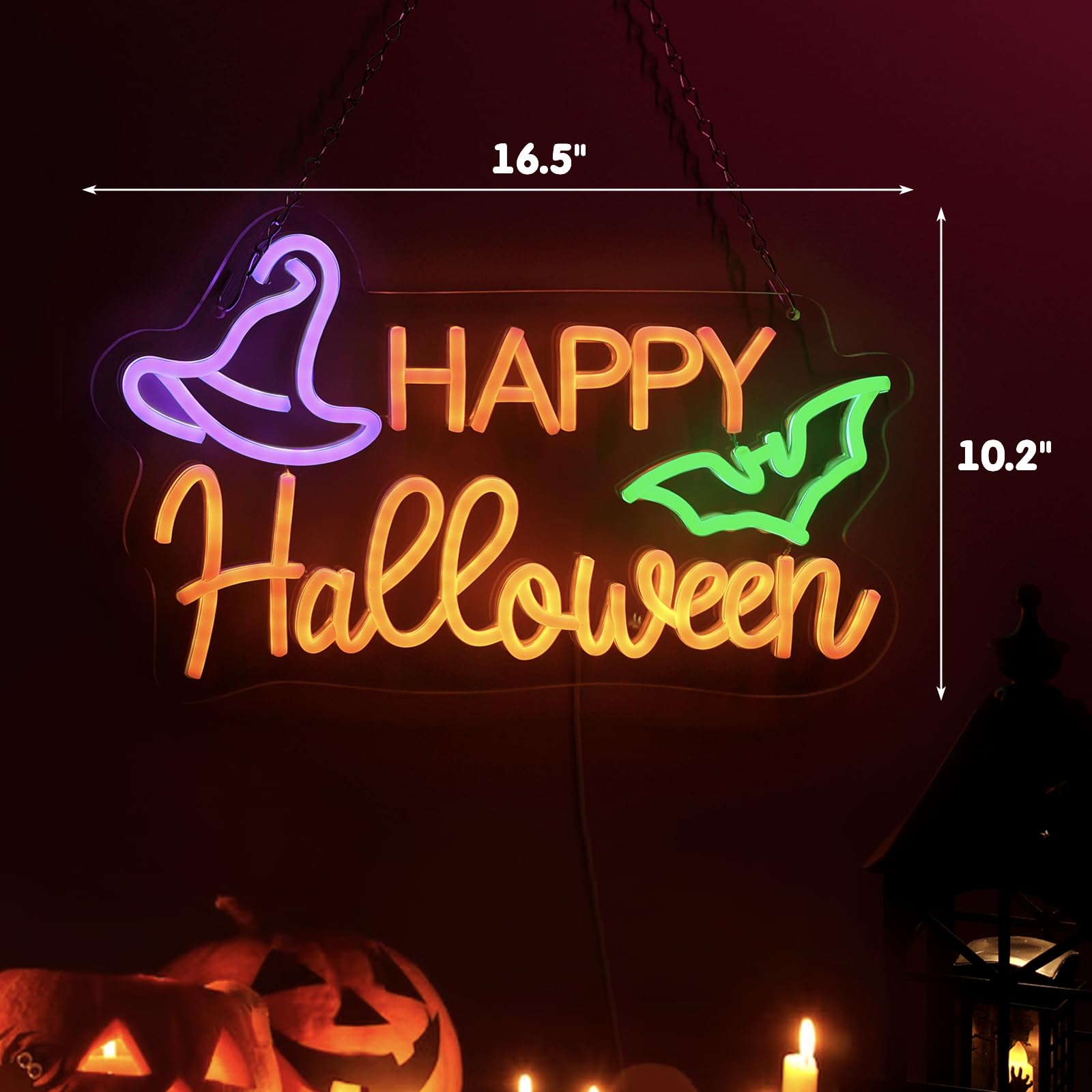 Happy Halloween LED Neon Sign - USB Powered Wall Decor for Bedroom, Living Room, Bar & Office - Spooky Party Lighting for Halloween Decorations & Holiday Gifts - Perfect for Home, Events & Themed Parties