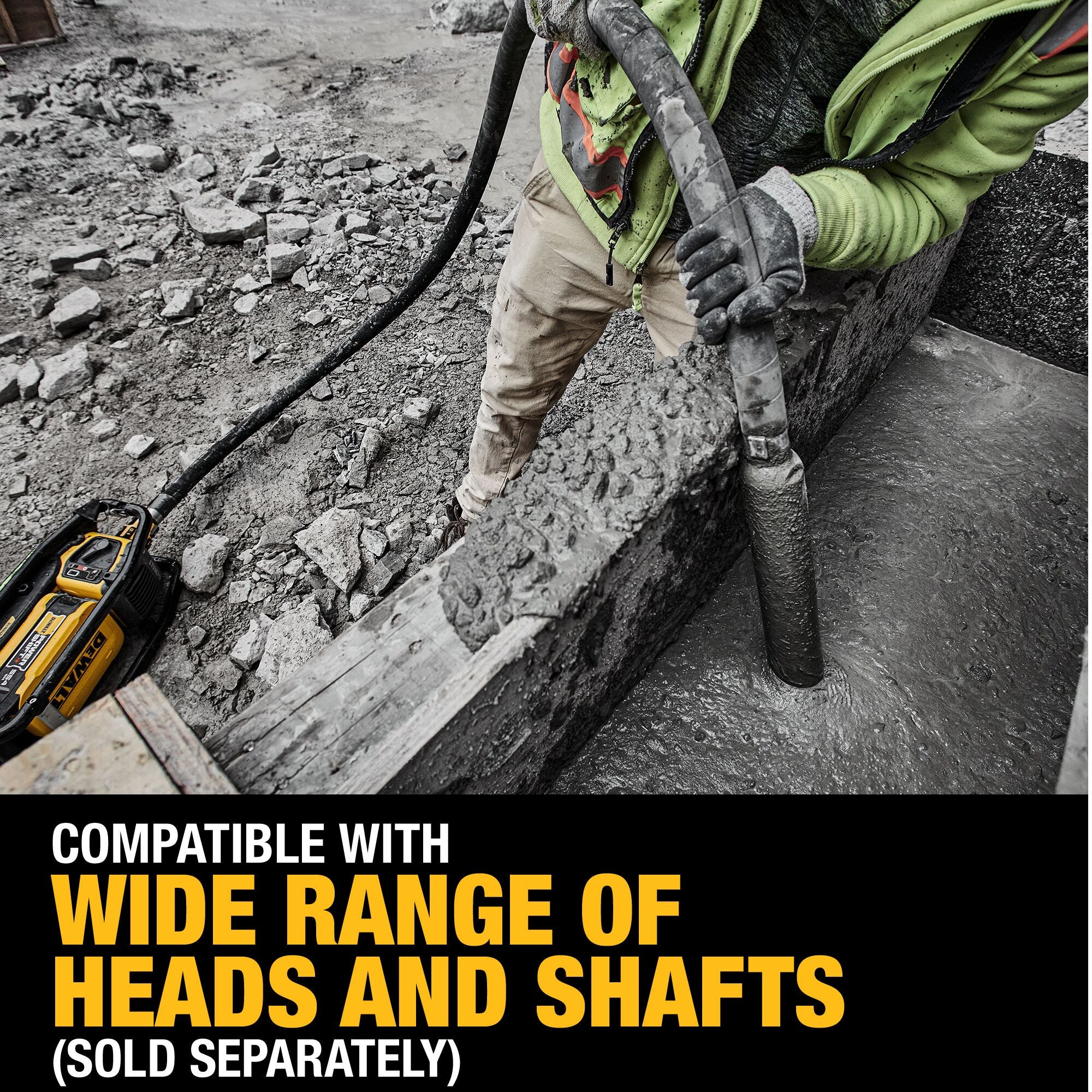 DEWALT DCPS320AG2 PowerShift Concrete Vibrator Kit - Heavy Duty Construction Tool for Efficient Concrete Pouring & Compaction - Perfect for Driveways, Foundations & Slabs