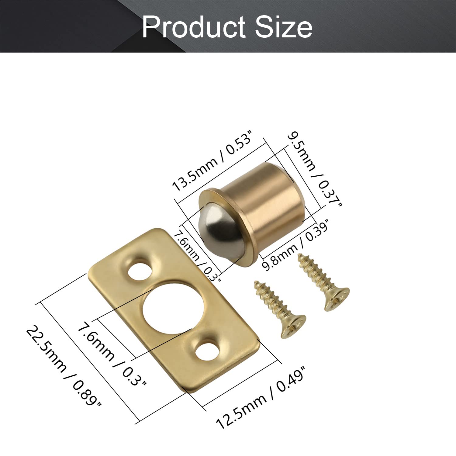 **MroMax 10Pcs Brass Ball Catch for Closet Doors - 0.37