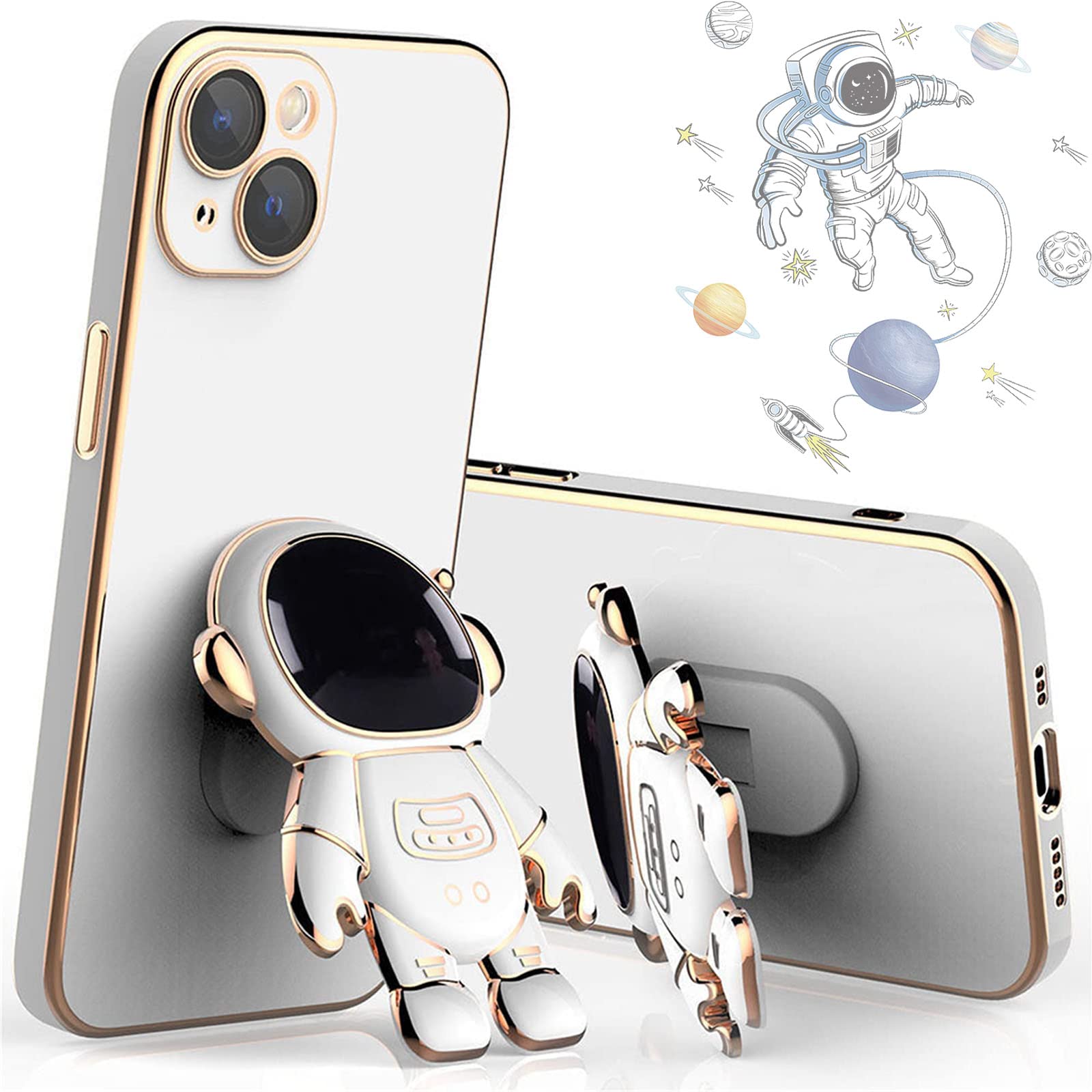 Dosurgorn Astronaut Hidden Stand iPhone Case - Shockproof & Slim Cover for iPhone 11 (White) - Perfect for Work, Travel & Everyday Use