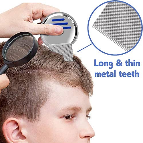 URBANMAC Stainless Steel Lice Comb for Head Lice & Nits Removal - Professional Lice Treatment Comb for Kids & Adults - Grey (Perfect for Home, School & Travel Use)