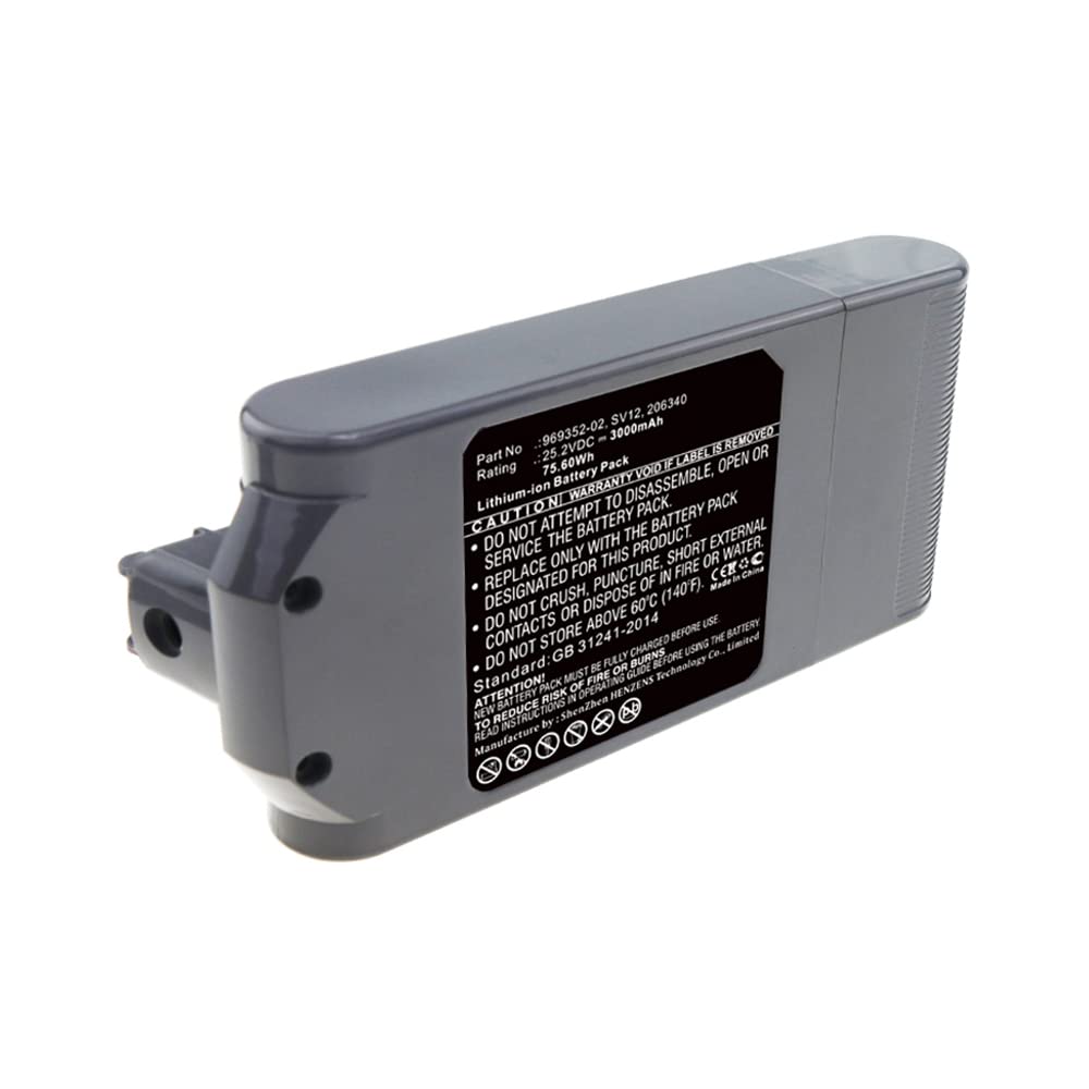 Synergy Digital Vacuum Cleaner Battery - 3000mAh High Capacity Li-ion Replacement for Dyson V7, V8, SV12 (Compatible with Models 969352-02 & 206340) | Perfect for Deep Cleaning Carpets, Hard Floors & Pet Hair Removal