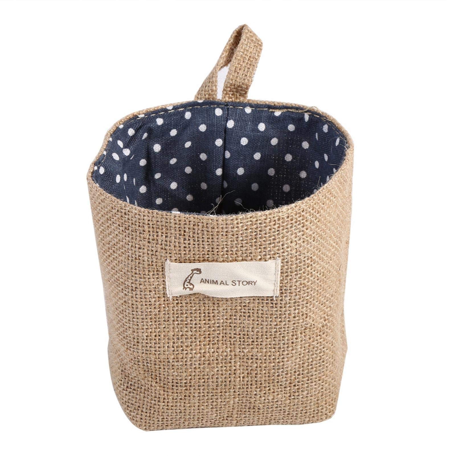 **Foldable Cotton Linen Laundry Basket - Hanging Clothes Hamper & Storage Organizer for Home, Travel, and Dorm (Blue Dots) | Space-Saving & Portable**