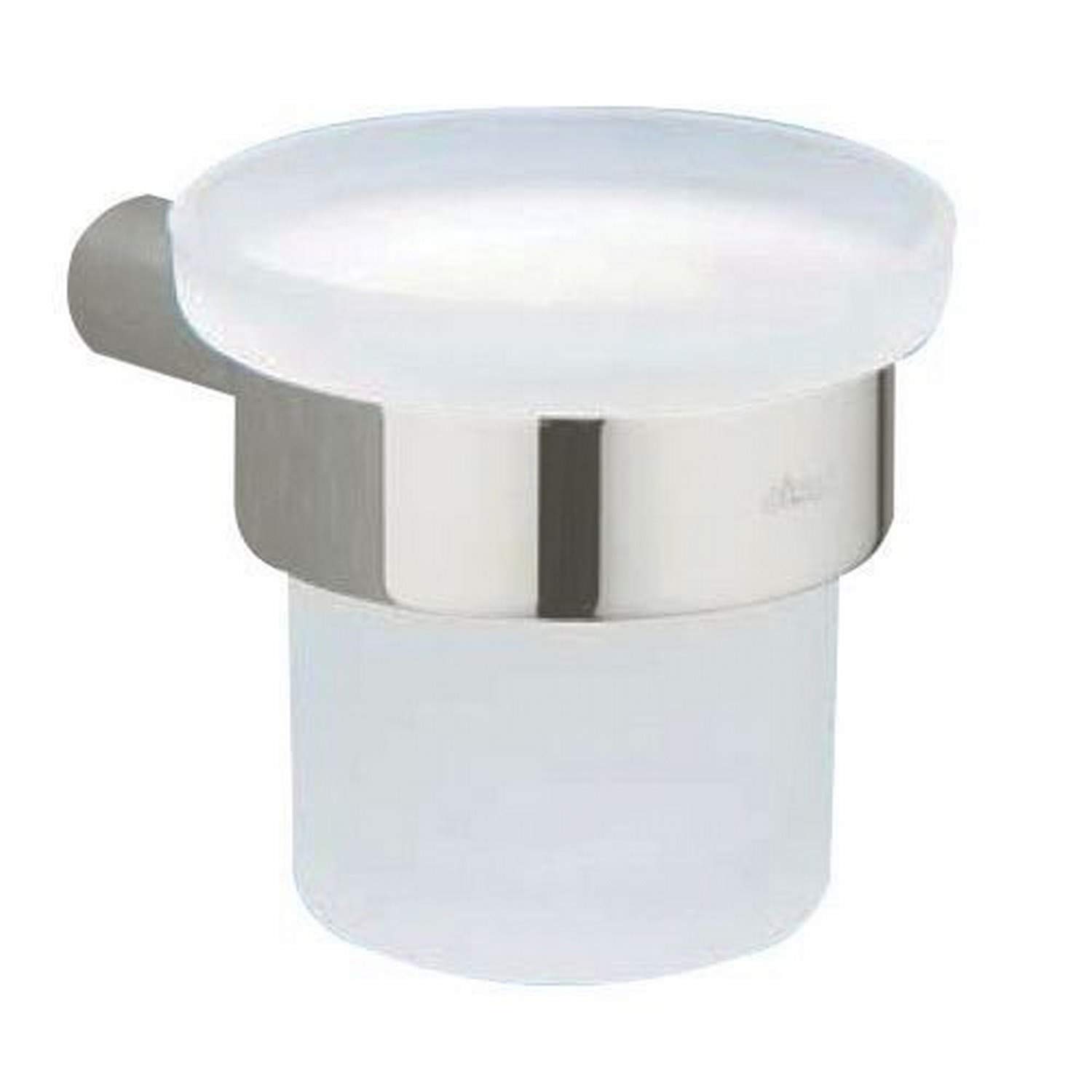 Rohl SY500-PN Modern Wall Mounted Tumbler Glass Holder with Frosted Tumbler, Polished Nickel - Perfect for Kitchen, Bathroom, or Bar Organization & Stylish Storage