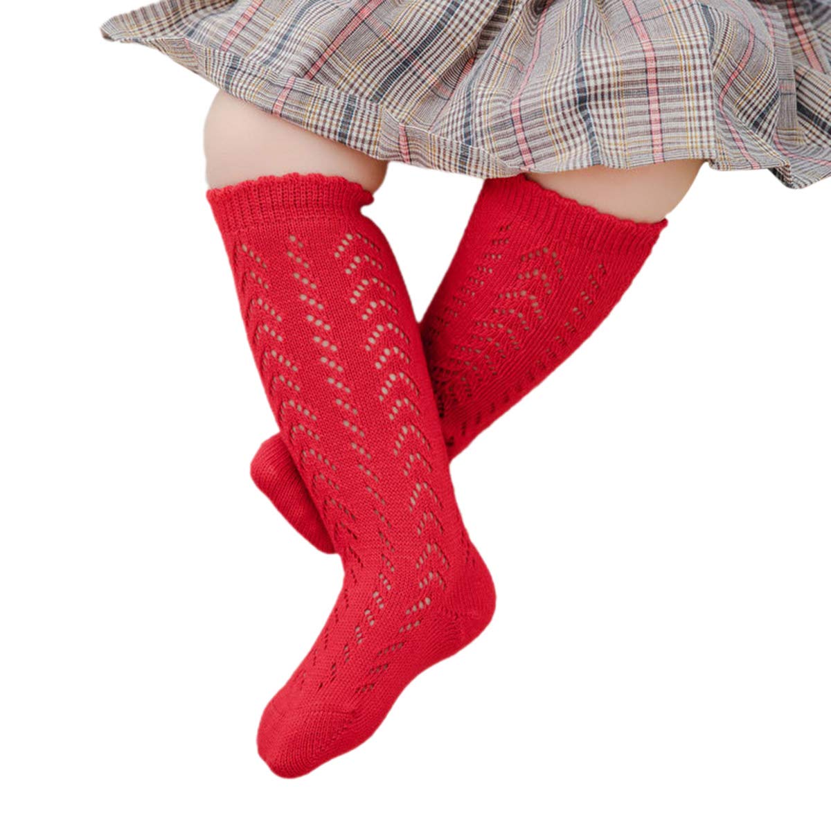 6 Pack Baby Girl Knee High Socks - Cotton Ruffled Long Stockings with Bows for Newborn & Toddler | Cute Infant Fashion Accessories for Dress Up, Photography & Daily Wear