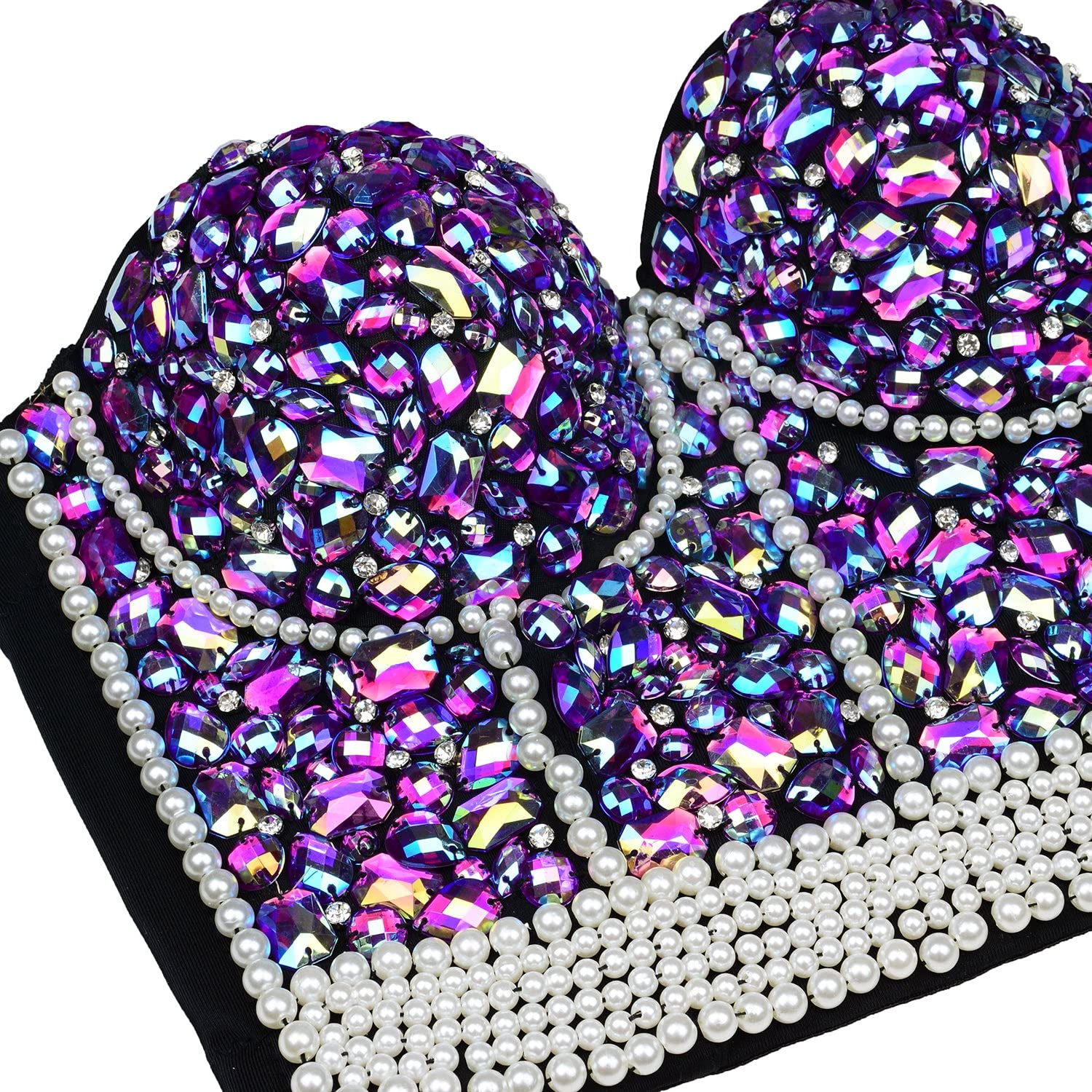 ELLACCI Women's Rhinestone Bustier Crop Top - Sexy Glitter Corset Bra for Club, Party & Night Out (Purple) | Perfect for Bachelorette, Date Night & Special Occasions
