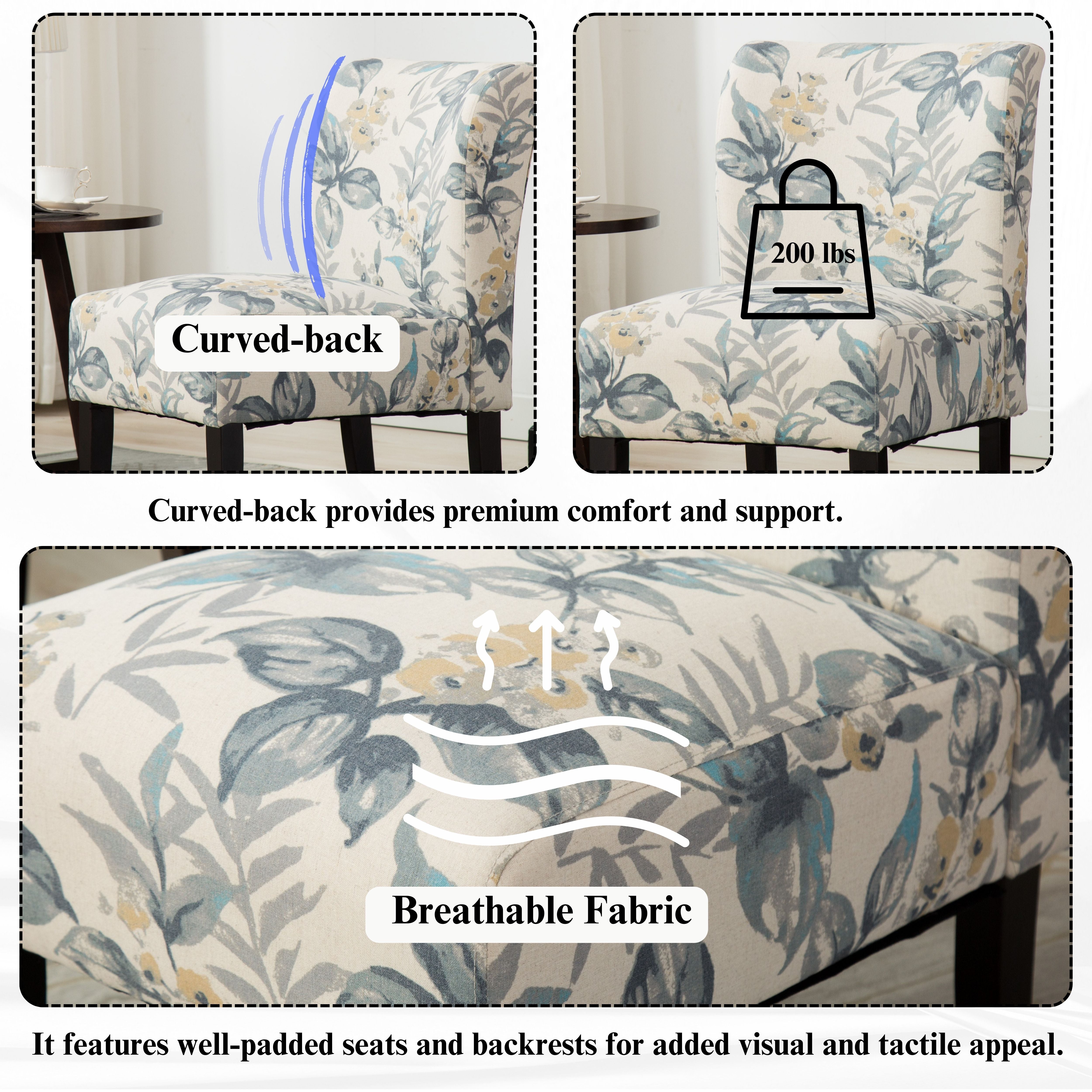 Modern Capa Fabric Armless Accent Chair by Roundhill Furniture - Stylish Contemporary Living Room Seating for Home Office, Lounge & Reading Nook