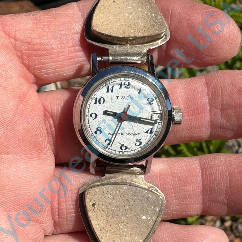 Vintage Timex Watch with Sterling Silver Chunky Gemstone Band - Stylish & Durable for Casual, Formal & Everyday Wear