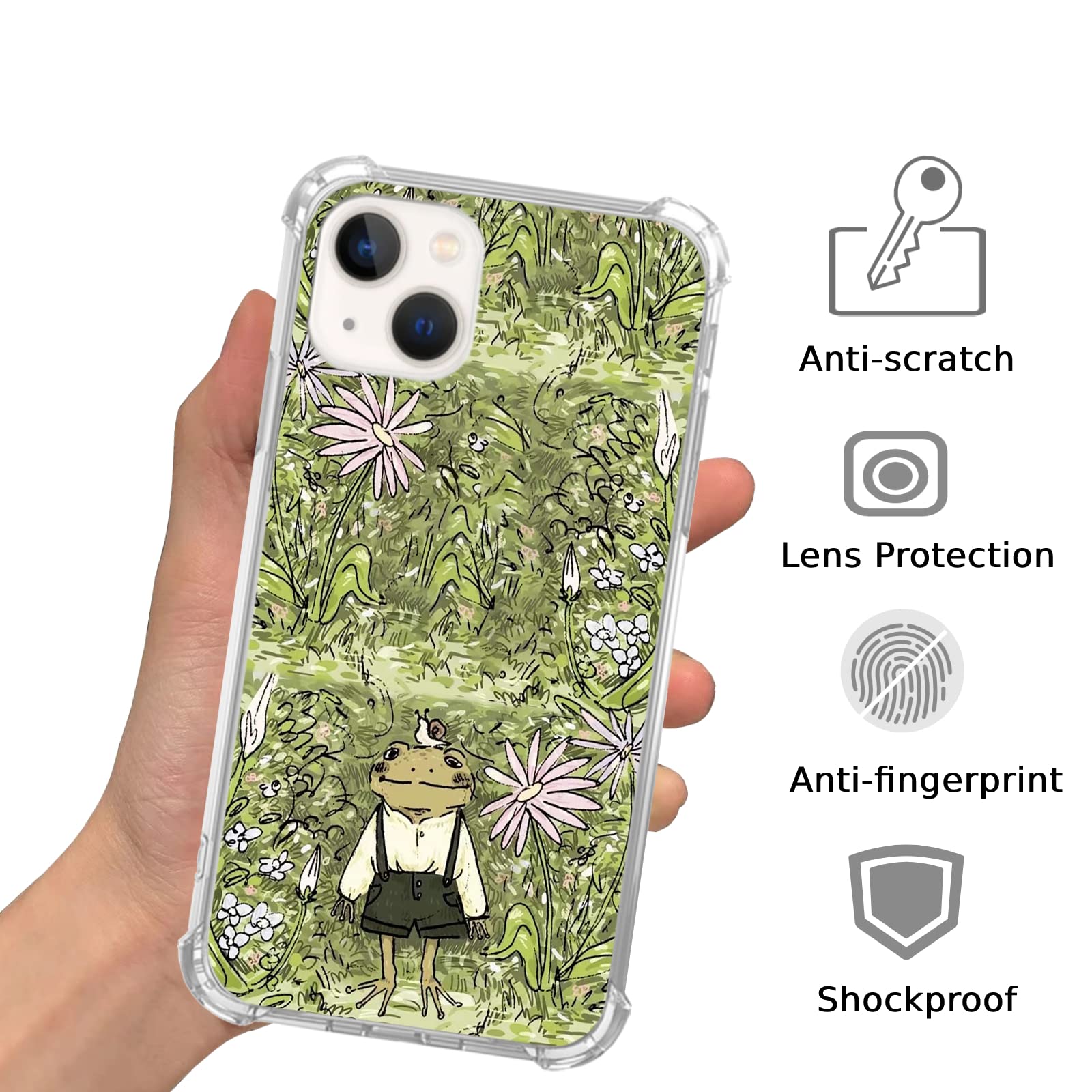 Stylish Hippie Frog & Snail Phone Case for iPhone 13 - Cute Floral TPU Bumper Cover for Men & Women | Perfect for Teens, Nature Lovers & Boho Style Enthusiasts