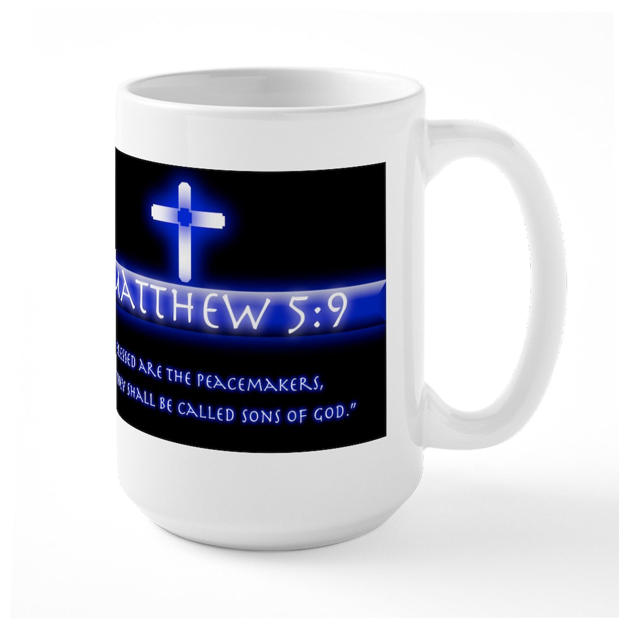 Blessed Are The Peacemakers 15 oz Ceramic Coffee Mug (444ml) - Inspirational Gift for Teachers, Pastors & Peace Lovers - Perfect for Home, Office & Church Use