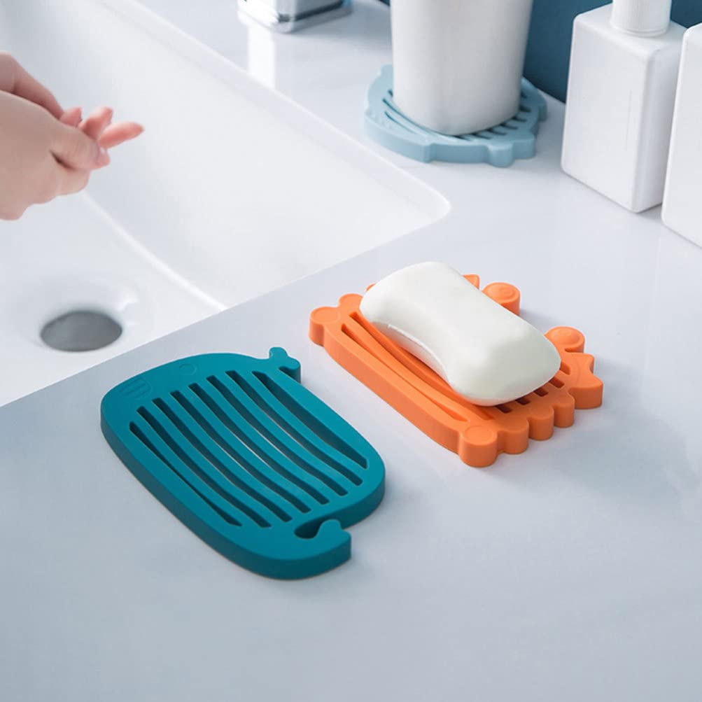 HEMOTON 3-Piece Hollow Soap Dish Set with Drain - Non-Slip Soap Holder for Bathroom, Shower, Kitchen & Laundry Room - Perfect for Shower Caddies, Vanity Organizers & Sink Countertops