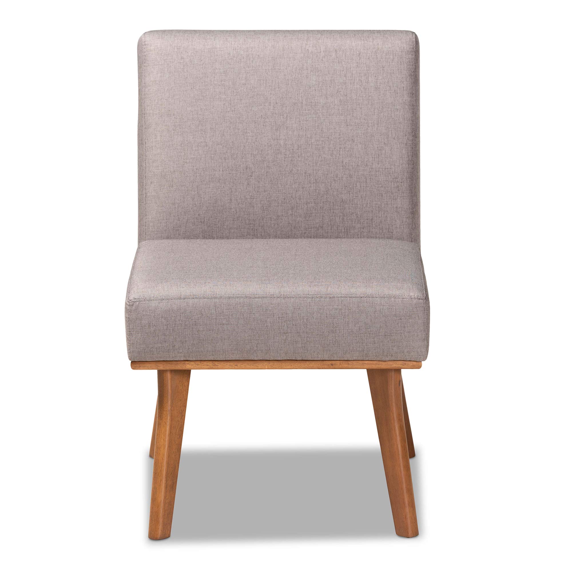 Baxton Studio Odessa Dining Chair - Grey Fabric Upholstered with Walnut Brown Wood Finish - Modern Kitchen & Dining Room Furniture for Home Decor