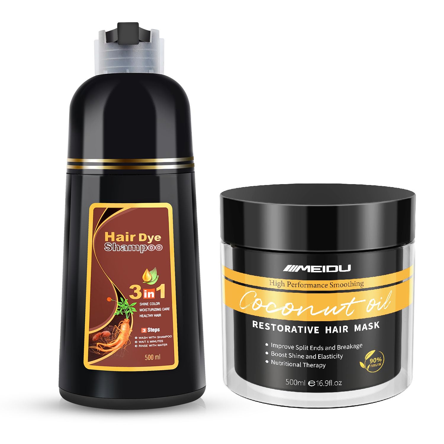 Best Hair Dye Shampoo & Repairing Hair Mask Set - Permanent Color Treatment with Keratin & Argan Oil for Damaged Hair | At-Home Salon Quality Coloring & Deep Conditioning
