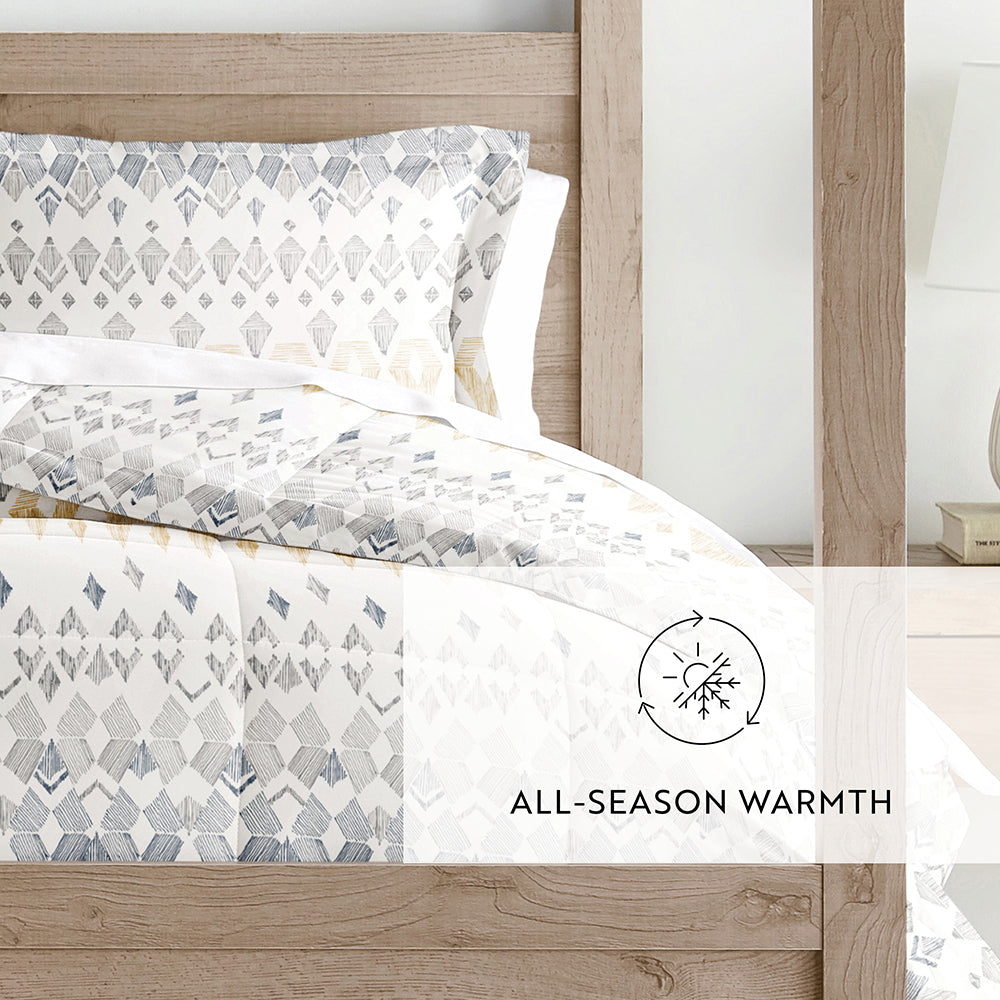 Mayan Stamp Down Alternative Comforter Set - Soft Hypoallergenic Bedding for All Seasons | Perfect for Master Bedroom, Guest Room & Dorm Decor